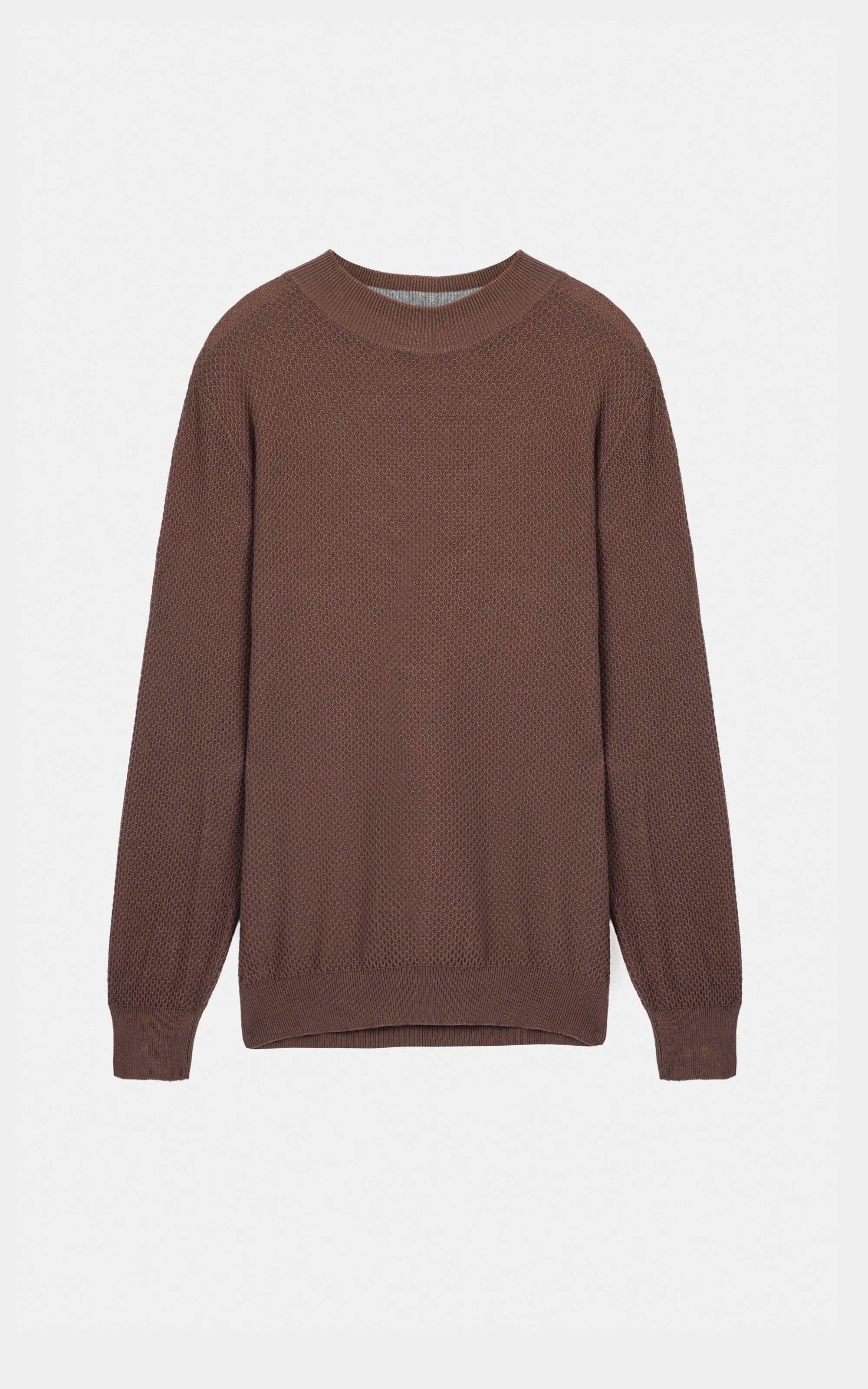 Classic Mock Neck Sweater Brown