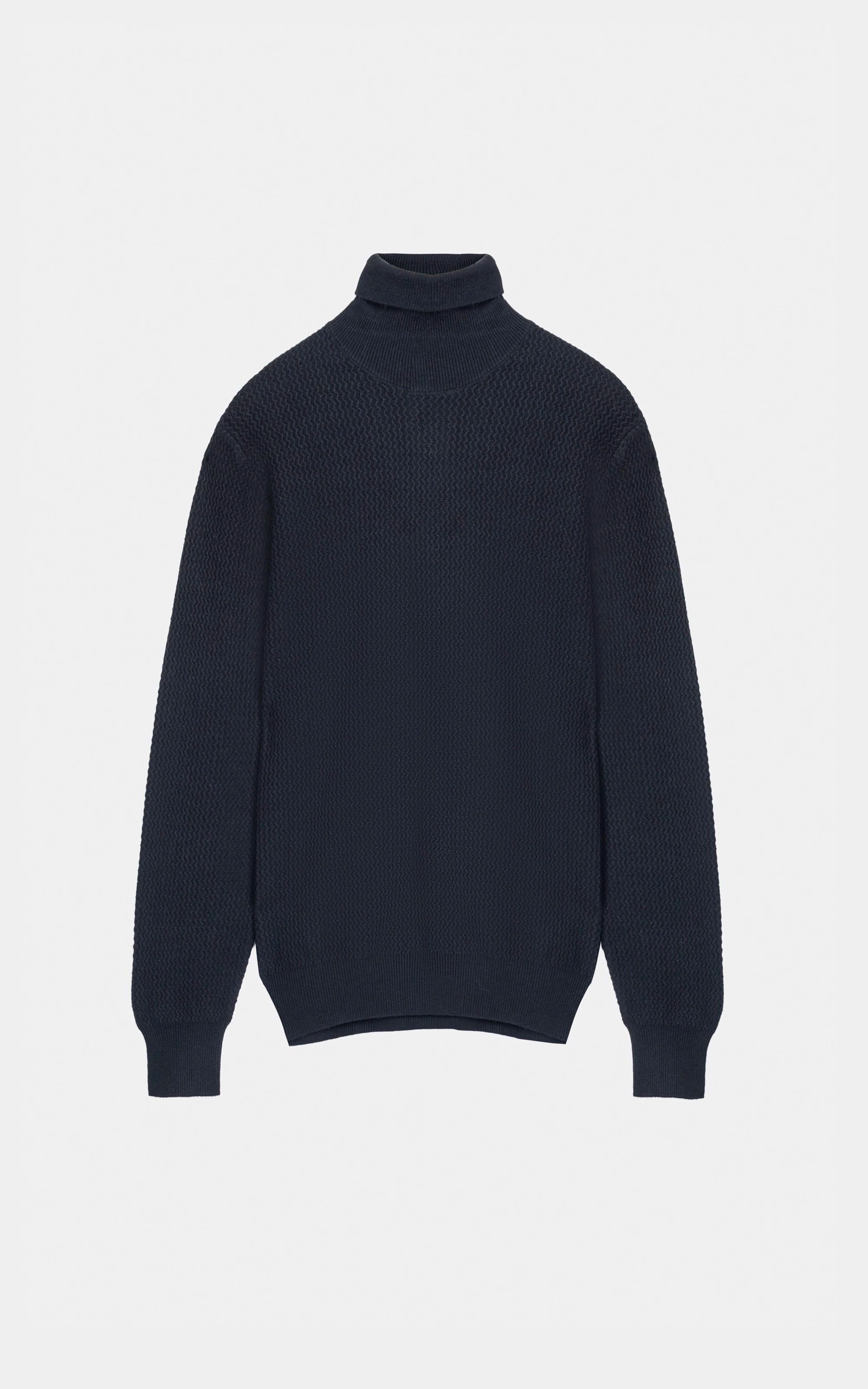 Turtle Neck Textured Sweater Black