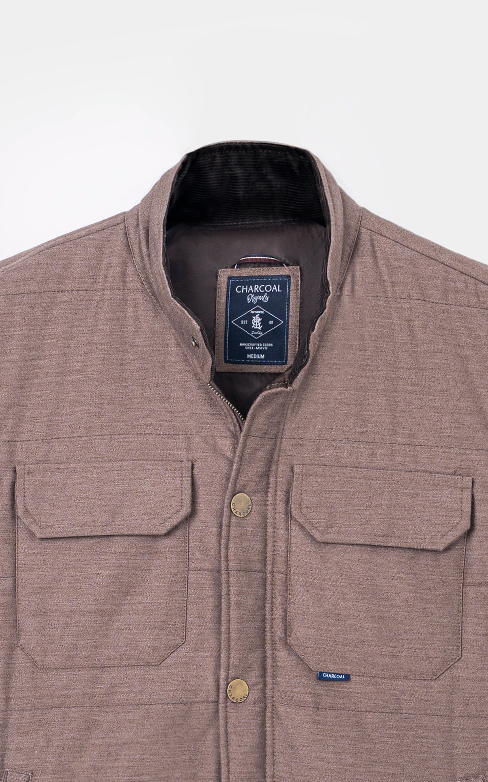 SLIM FIT SLEEVELESS QUILTED JACKET BROWN MELANGE