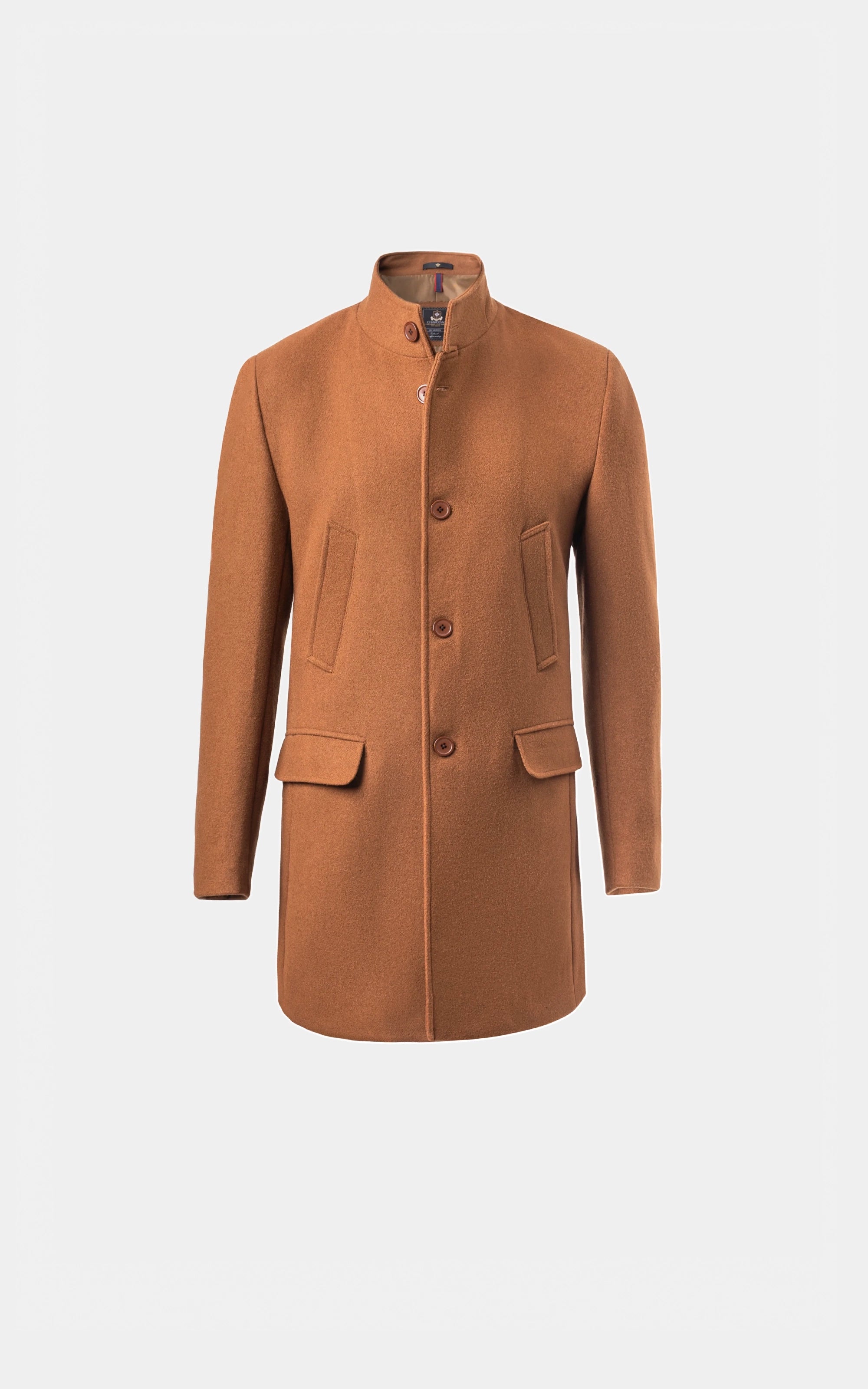 BAN COLLAR SMART FIT LONG COAT BROWN