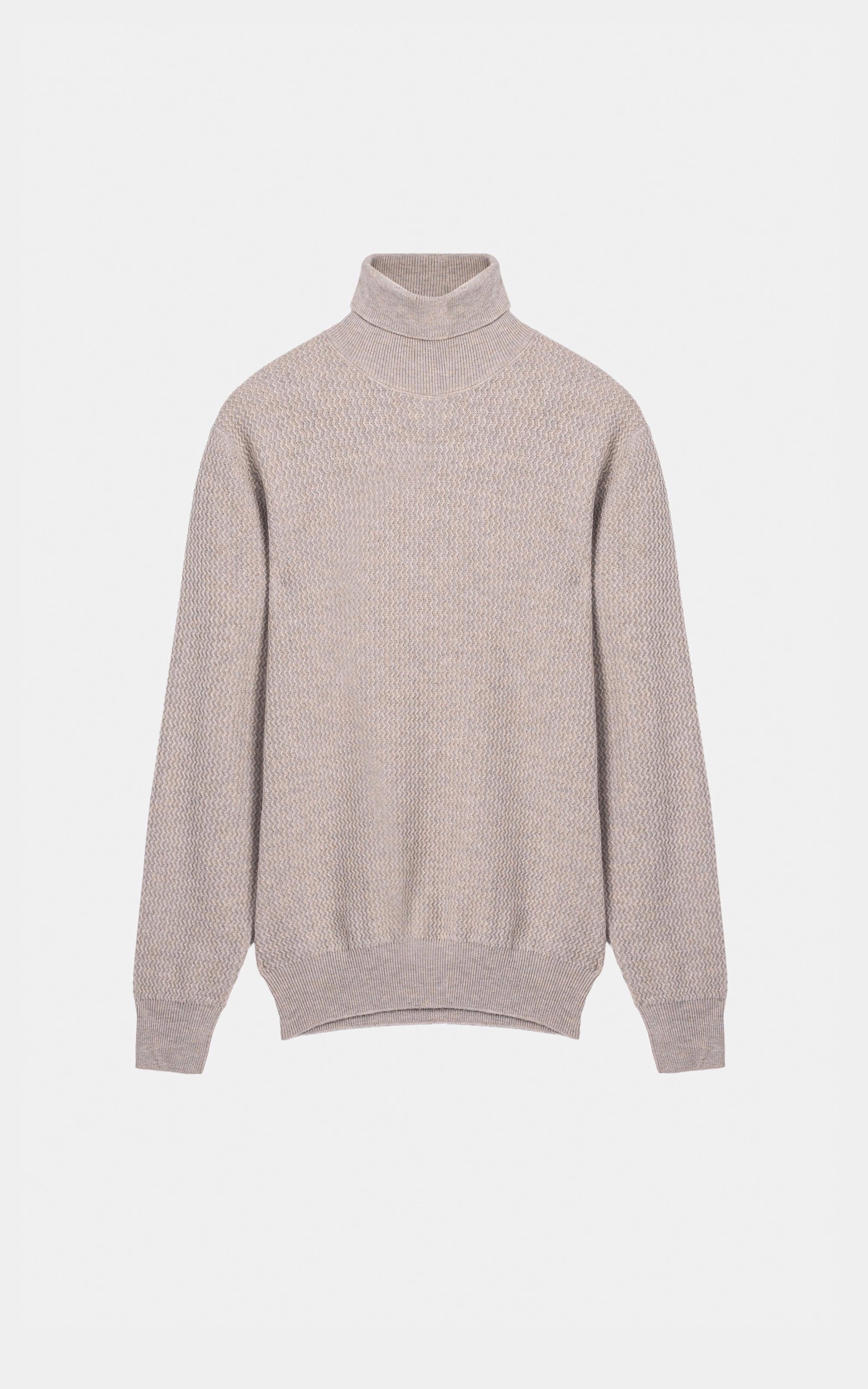 Turtle Neck Textured Sweater Light khaki