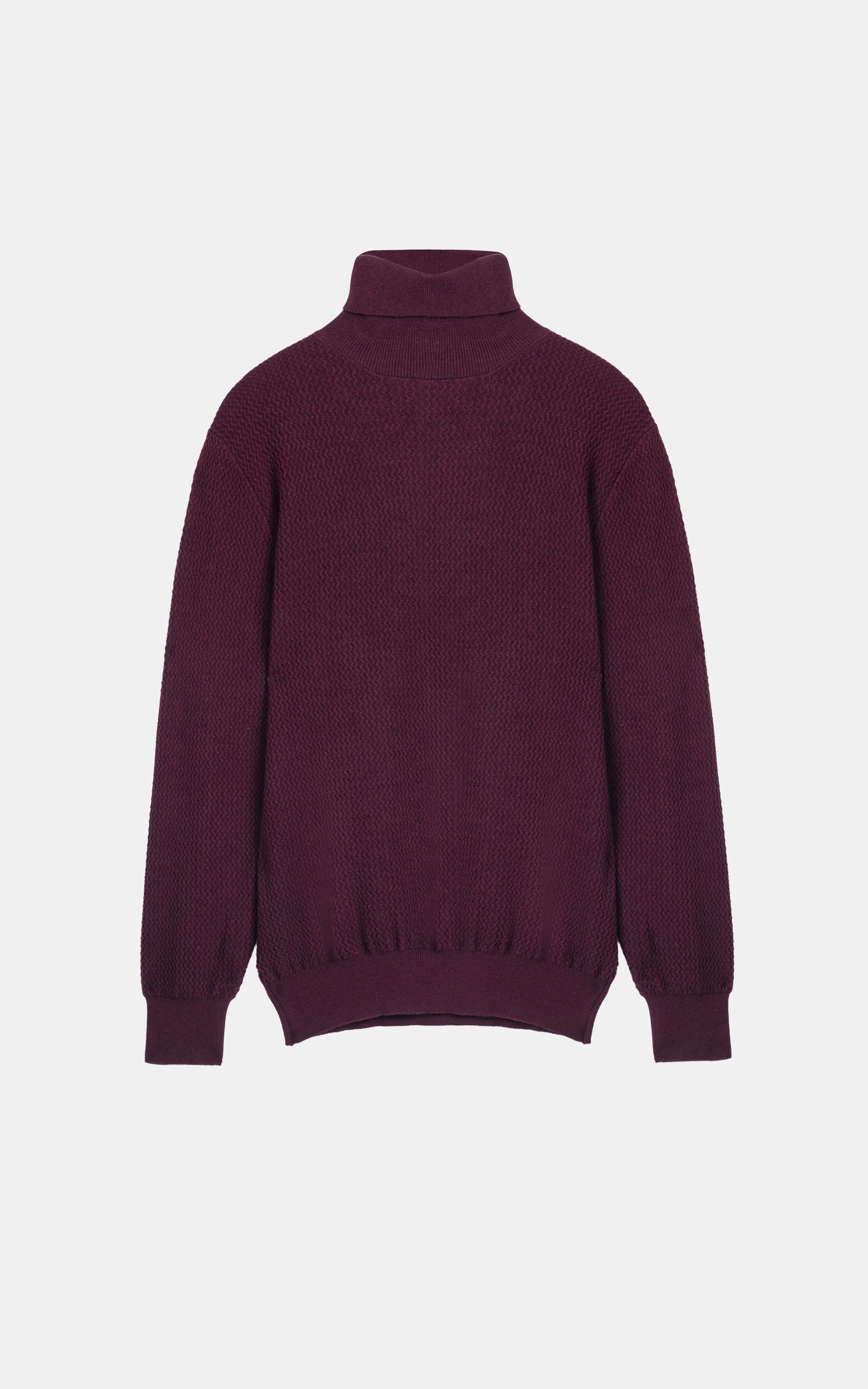 Turtle Neck Textured Sweater Maroon