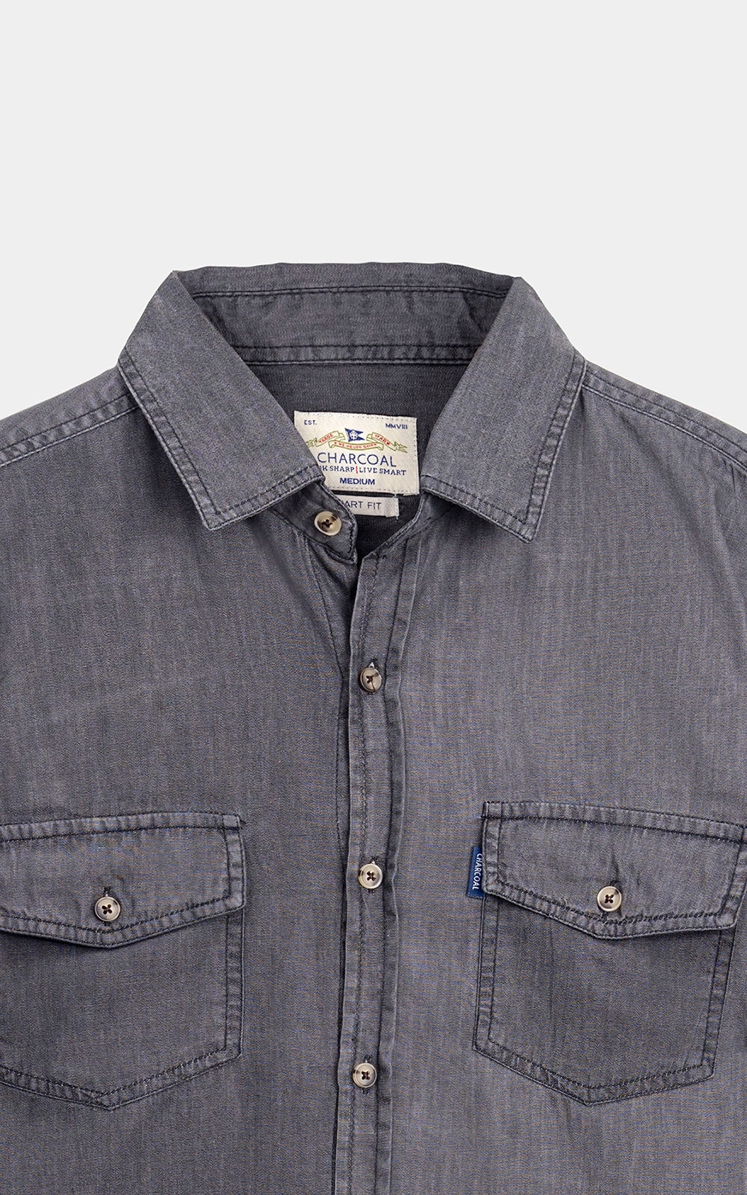 SMART FIT DENIM CASUAL SHIRT GREY