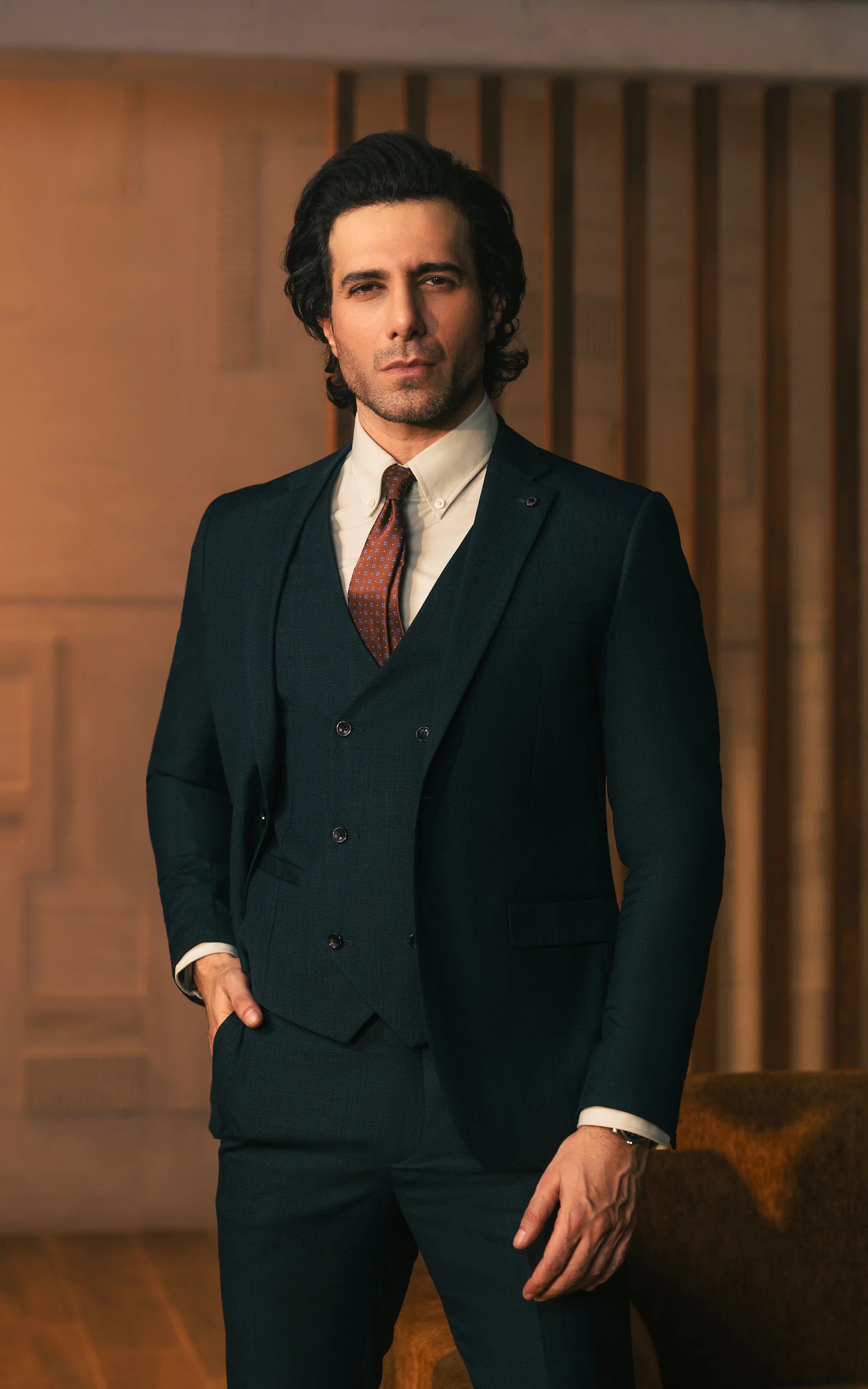 Three-Piece Suit Dark Green