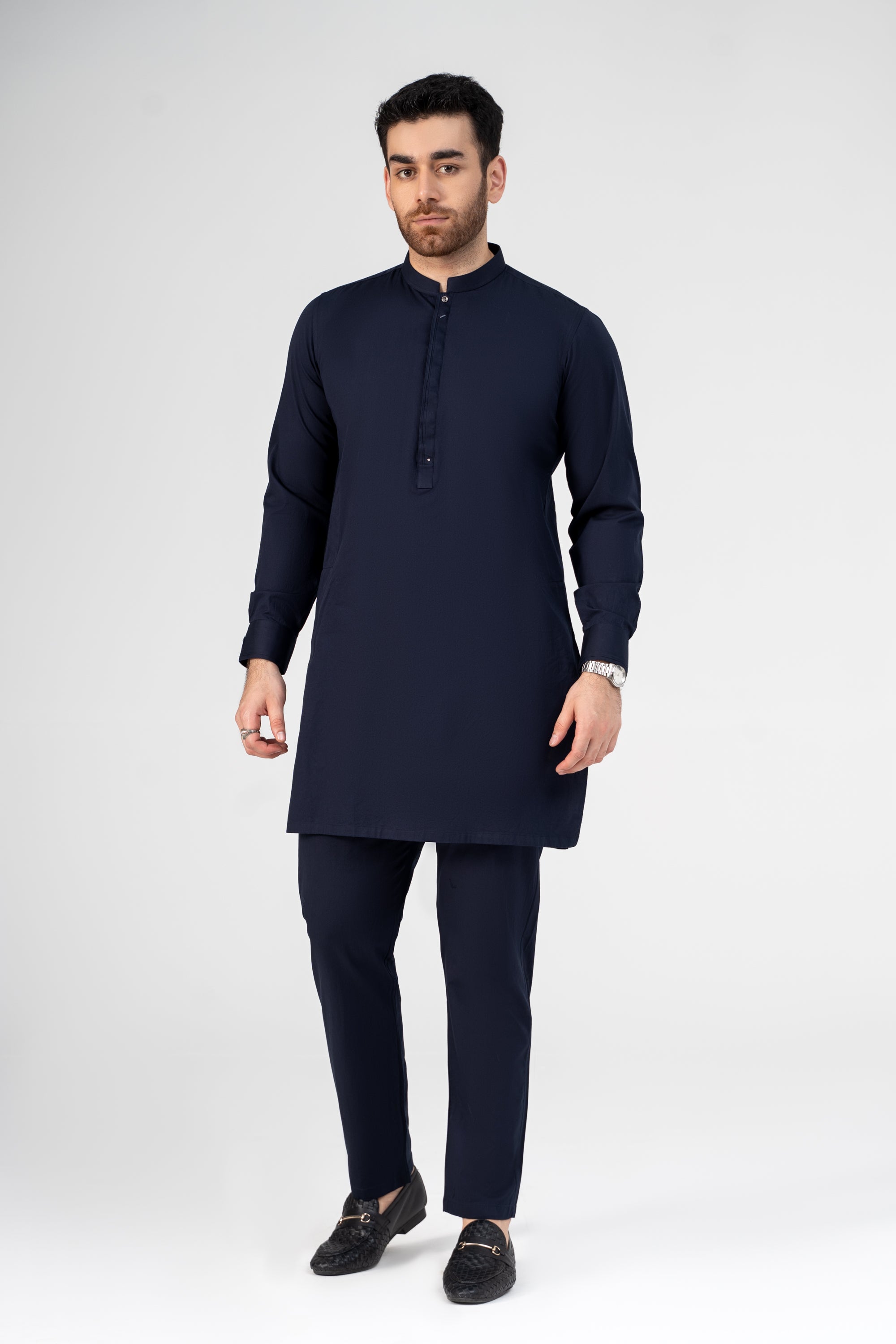 TWILL COTTON KURTA PAJAMA DARK NAVY