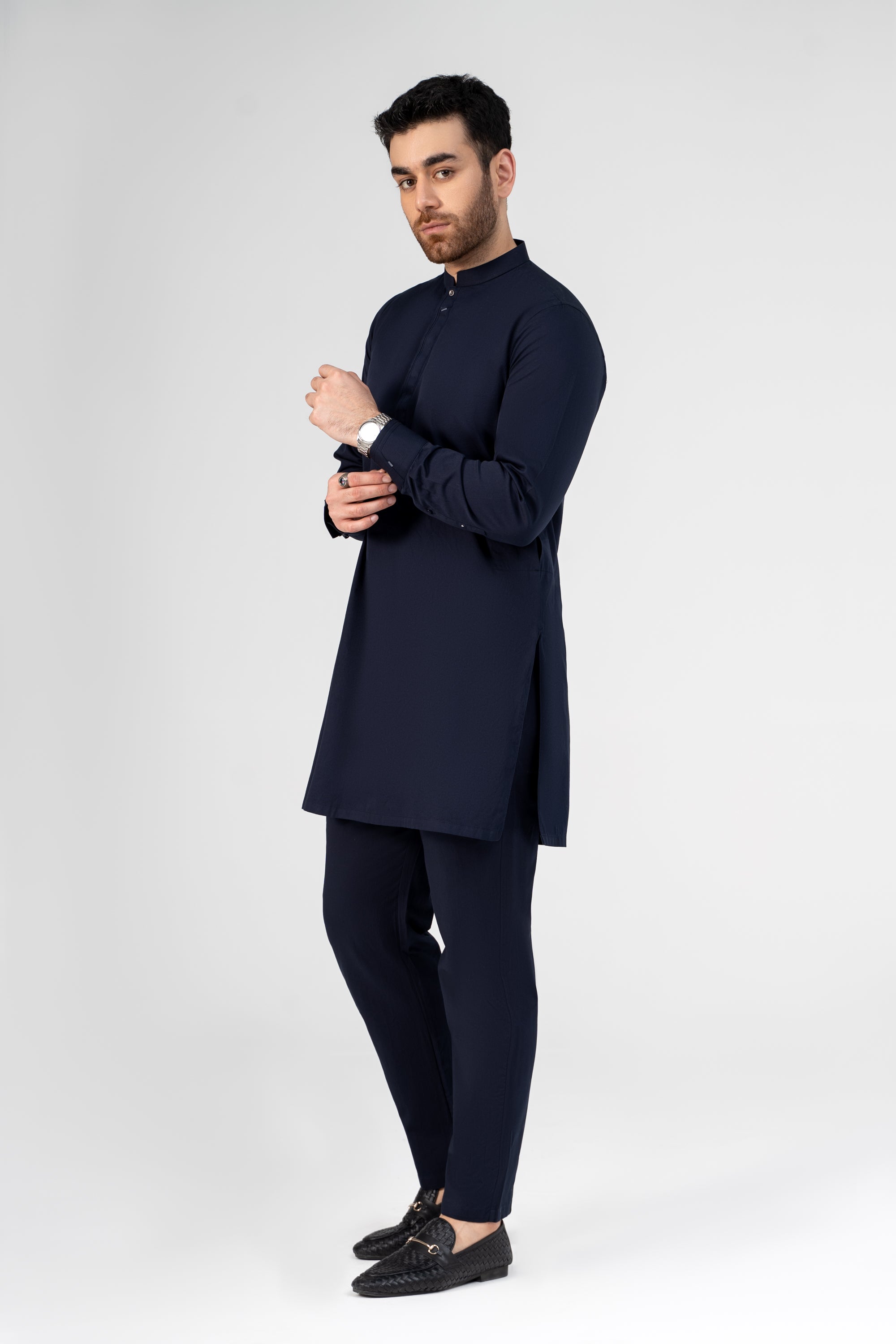 TWILL COTTON KURTA PAJAMA DARK NAVY