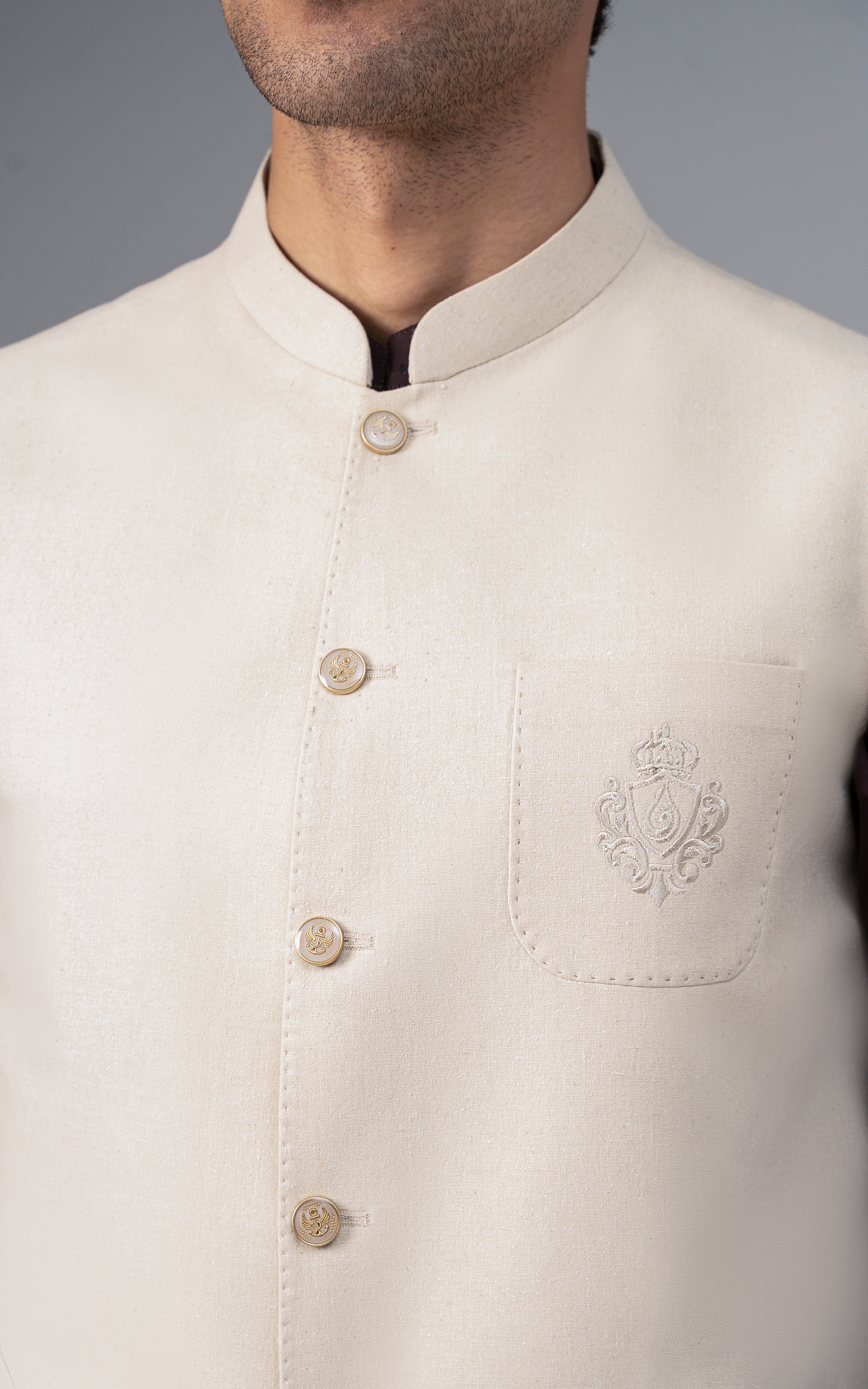LOGO EMBROIDERED WAISTCOAT- CLASSIC COLLECTIONOFF WHITE