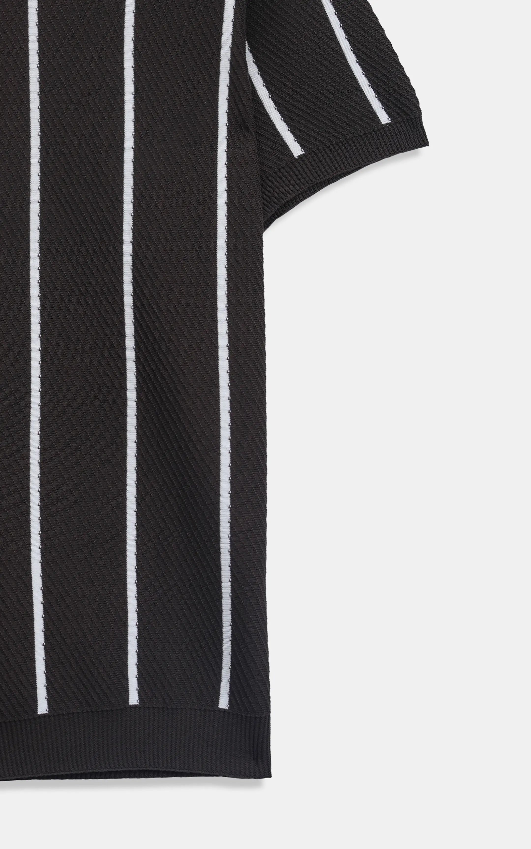 SWEATER KNIT SELF STRIPED CREW NECK T-SHIRT BROWN