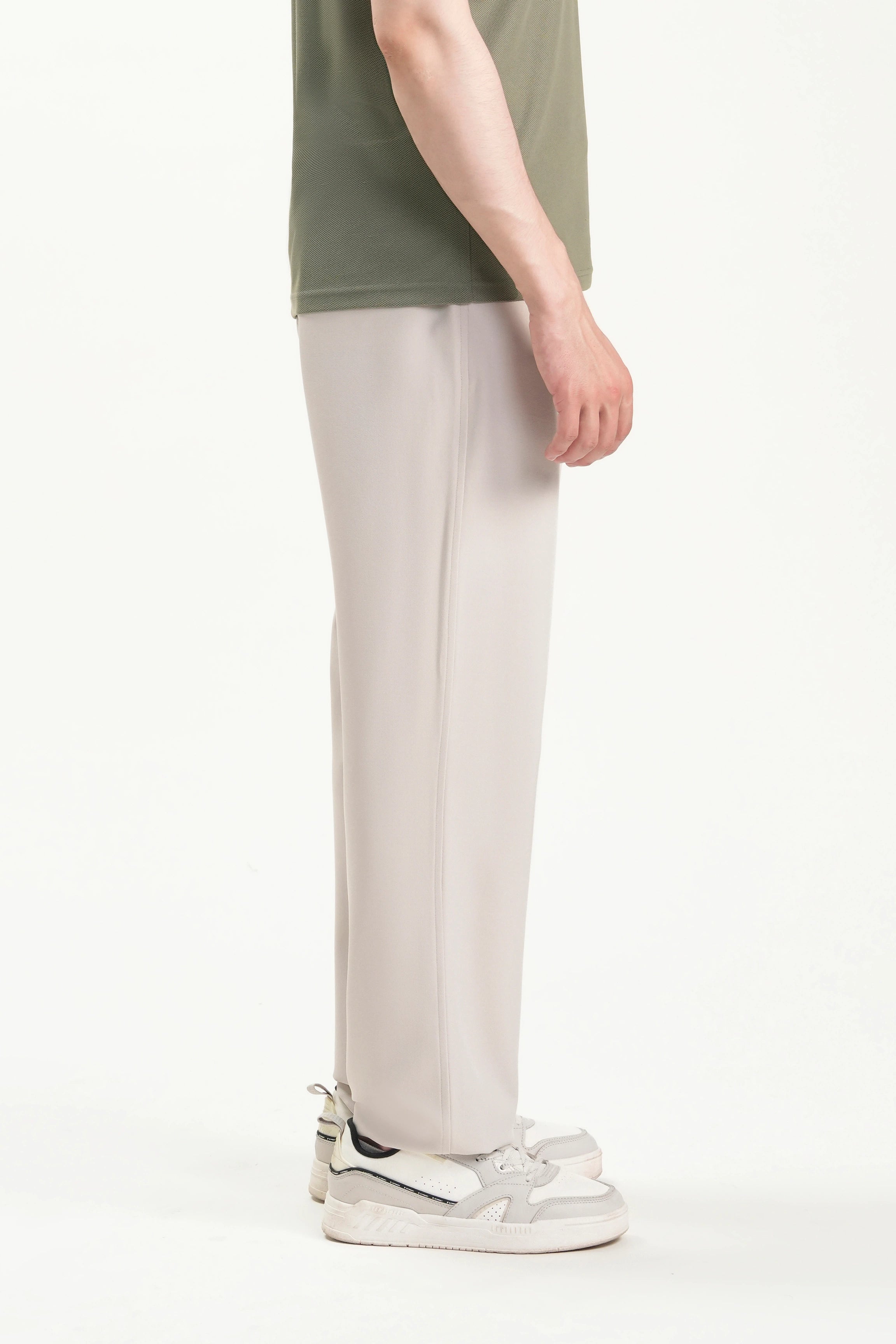 ELASTICATED WAIST CASUAL PANT STONE