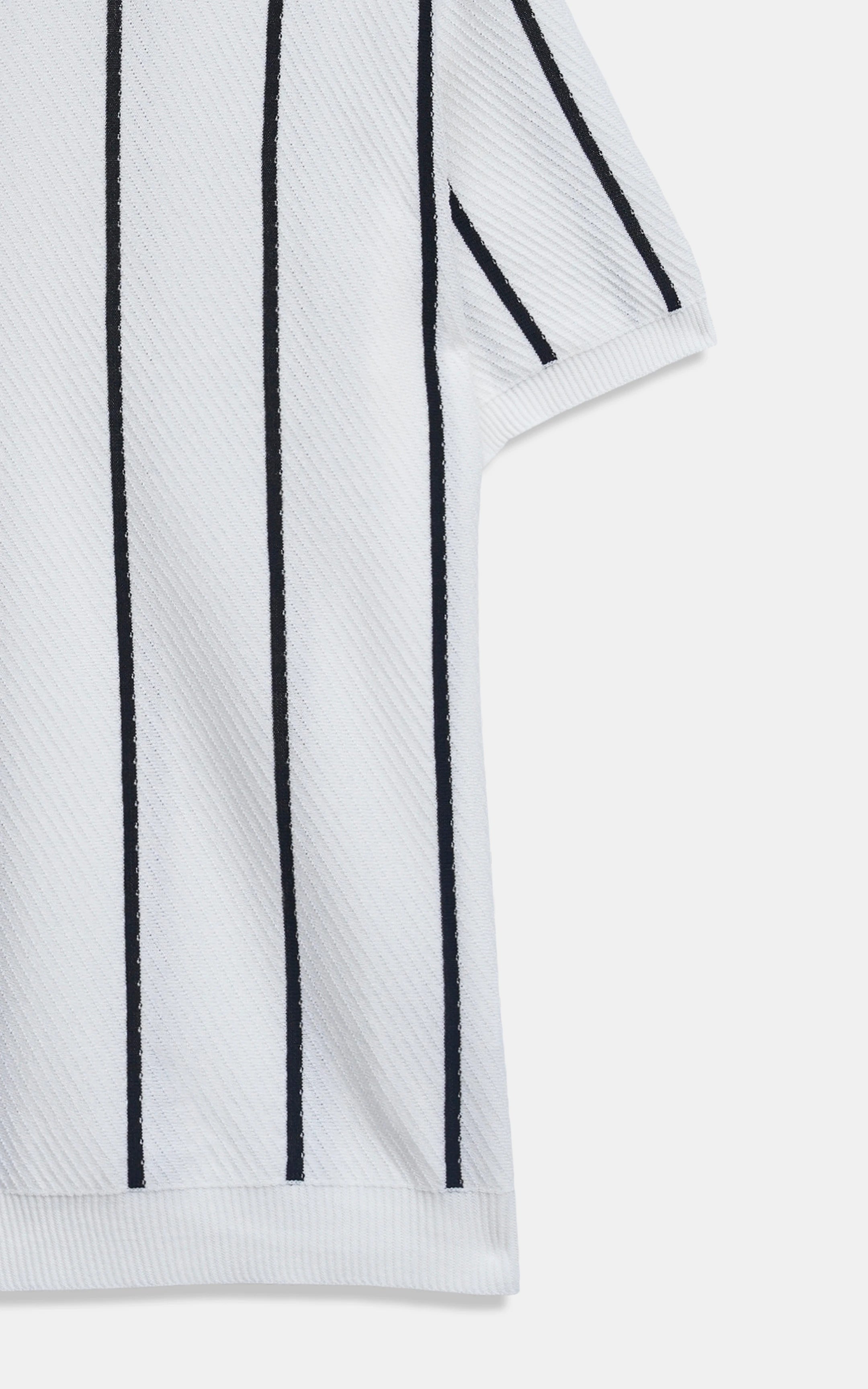 SWEATER KNIT SELF STRIPED CREW NECK T-SHIRT WHITE