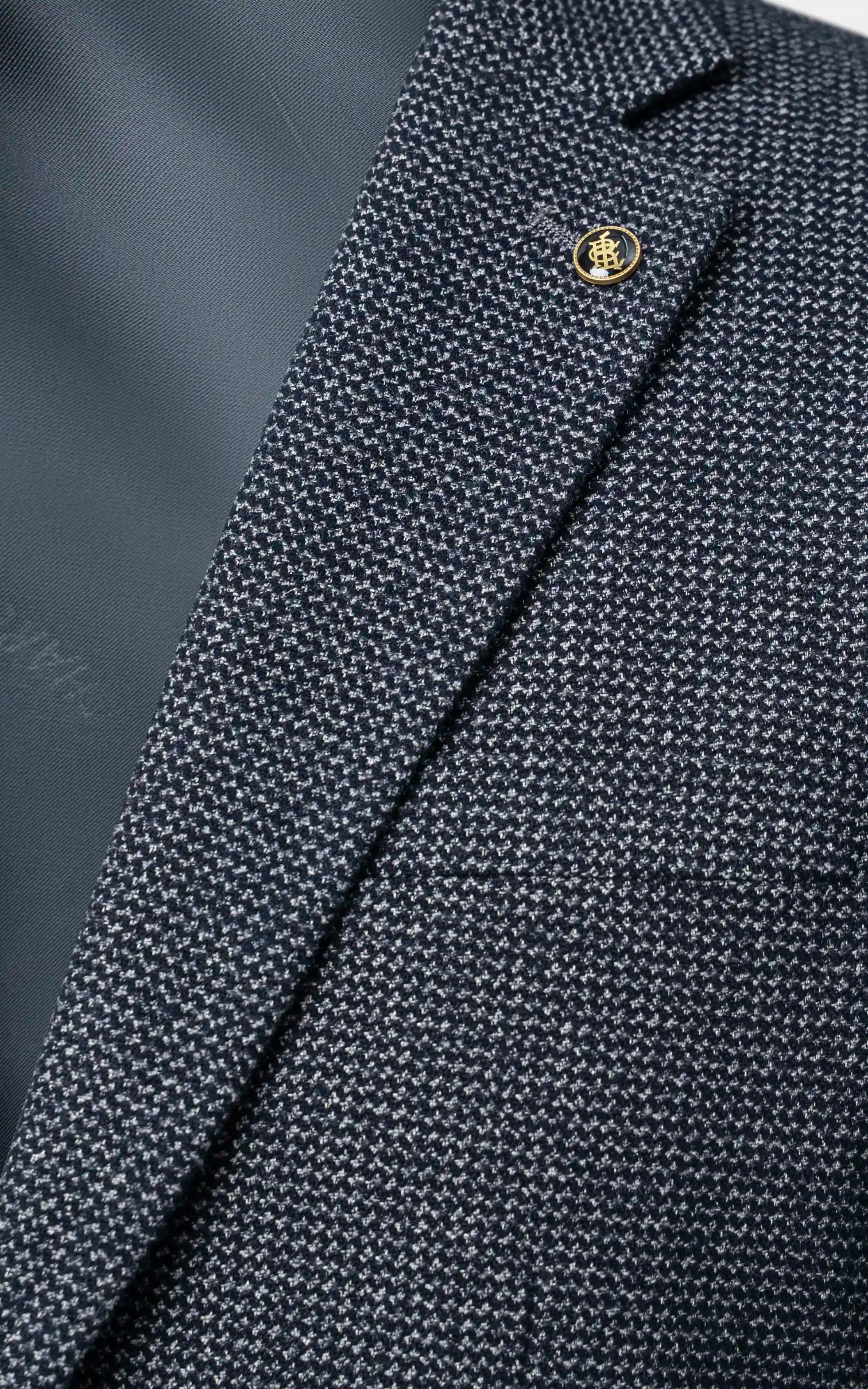 Men’s Textured Blazer with Elbow Patches Grey Black