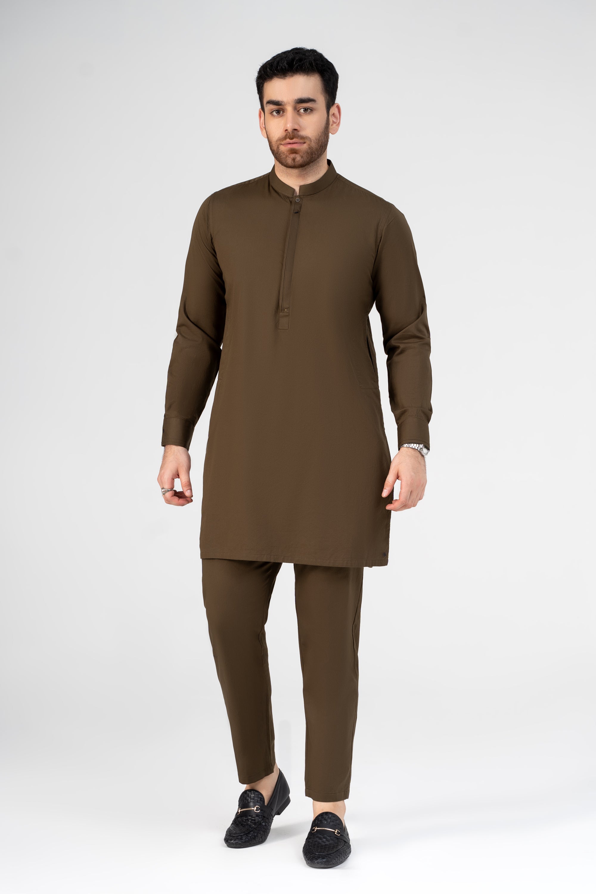 TWILL COTTON KURTA PAJAMA DARK OLIVE