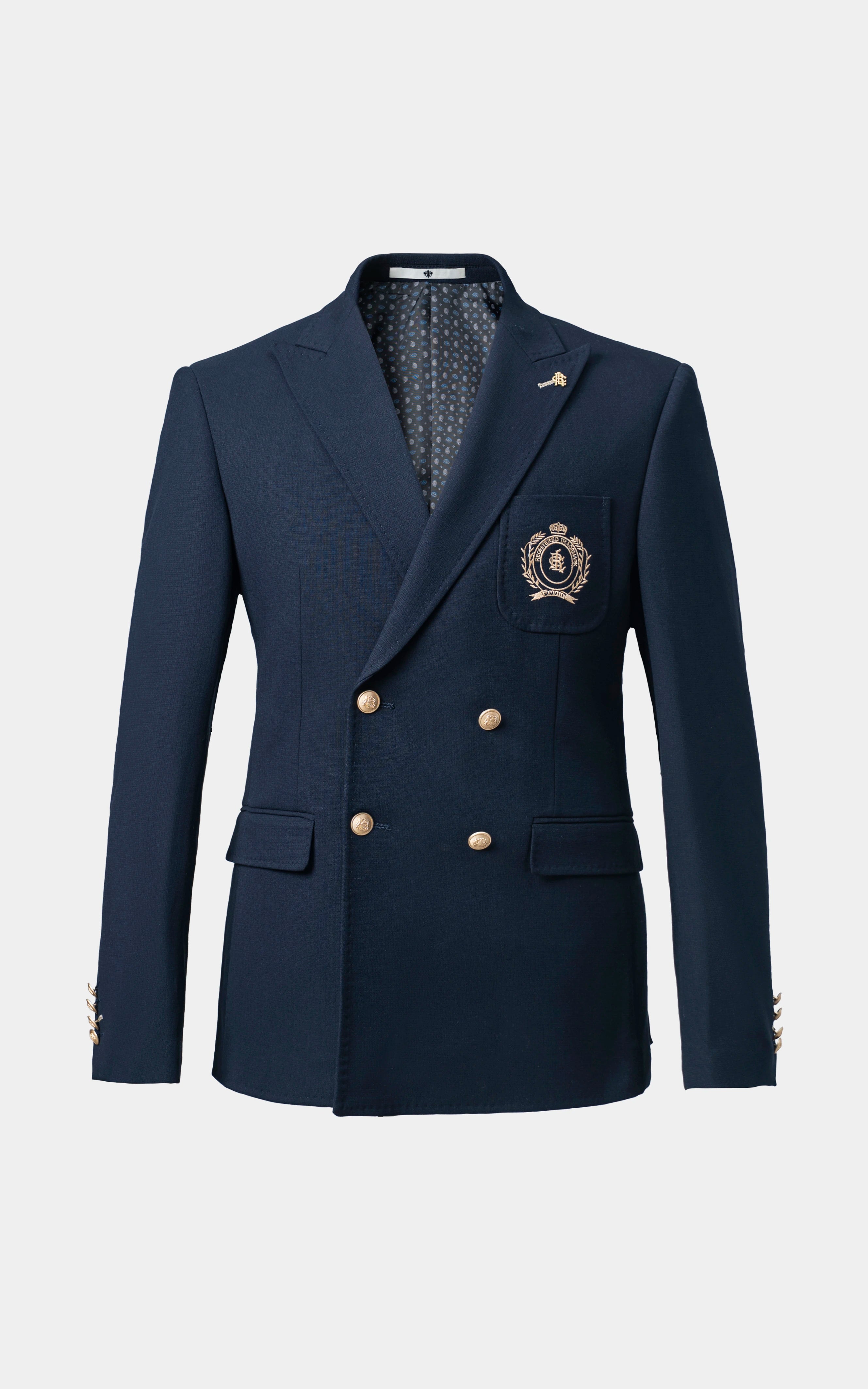 Double-breasted with peak lapels Navy