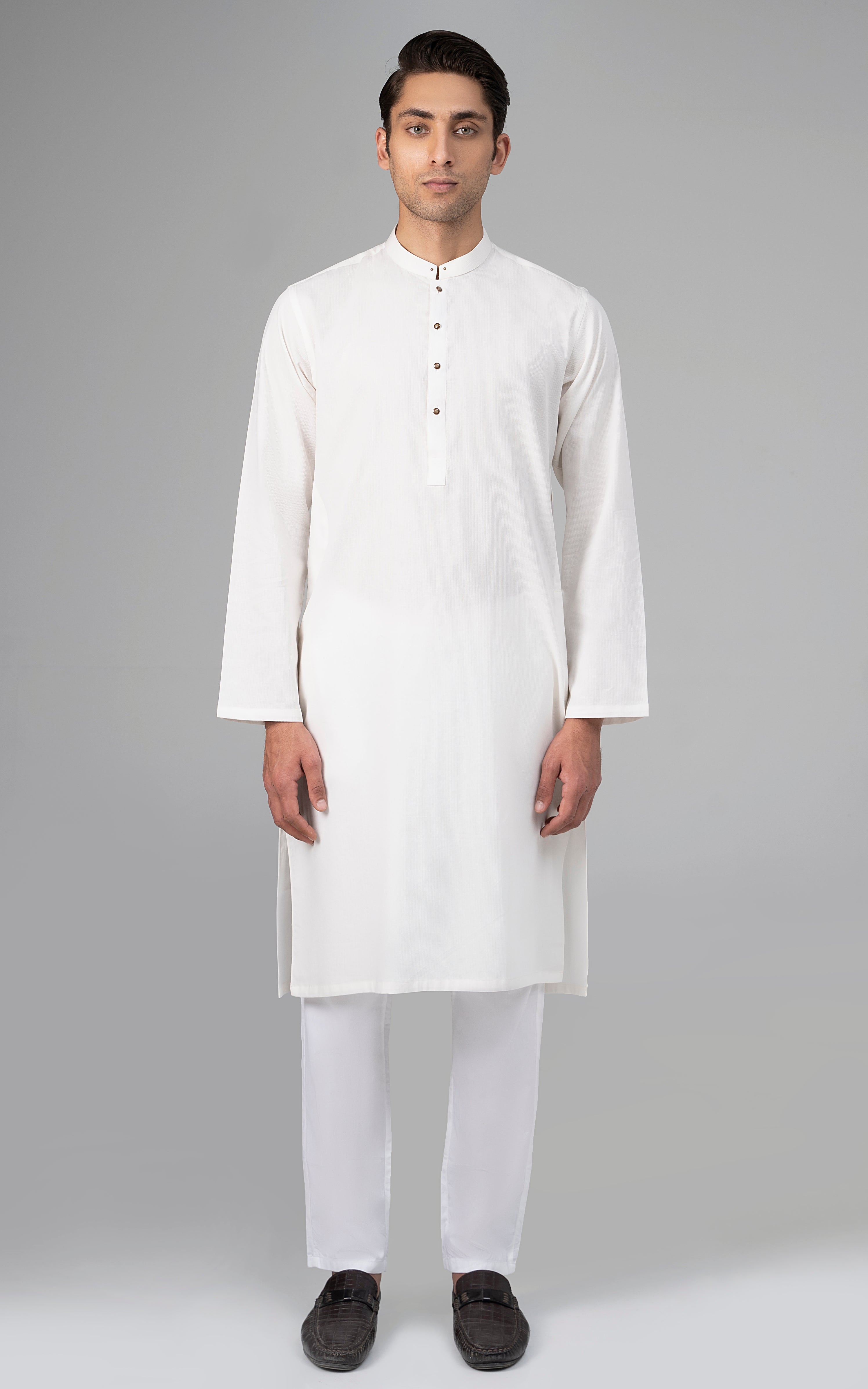 PREMIUM SELF DOBBY KURTA OFF WHITE