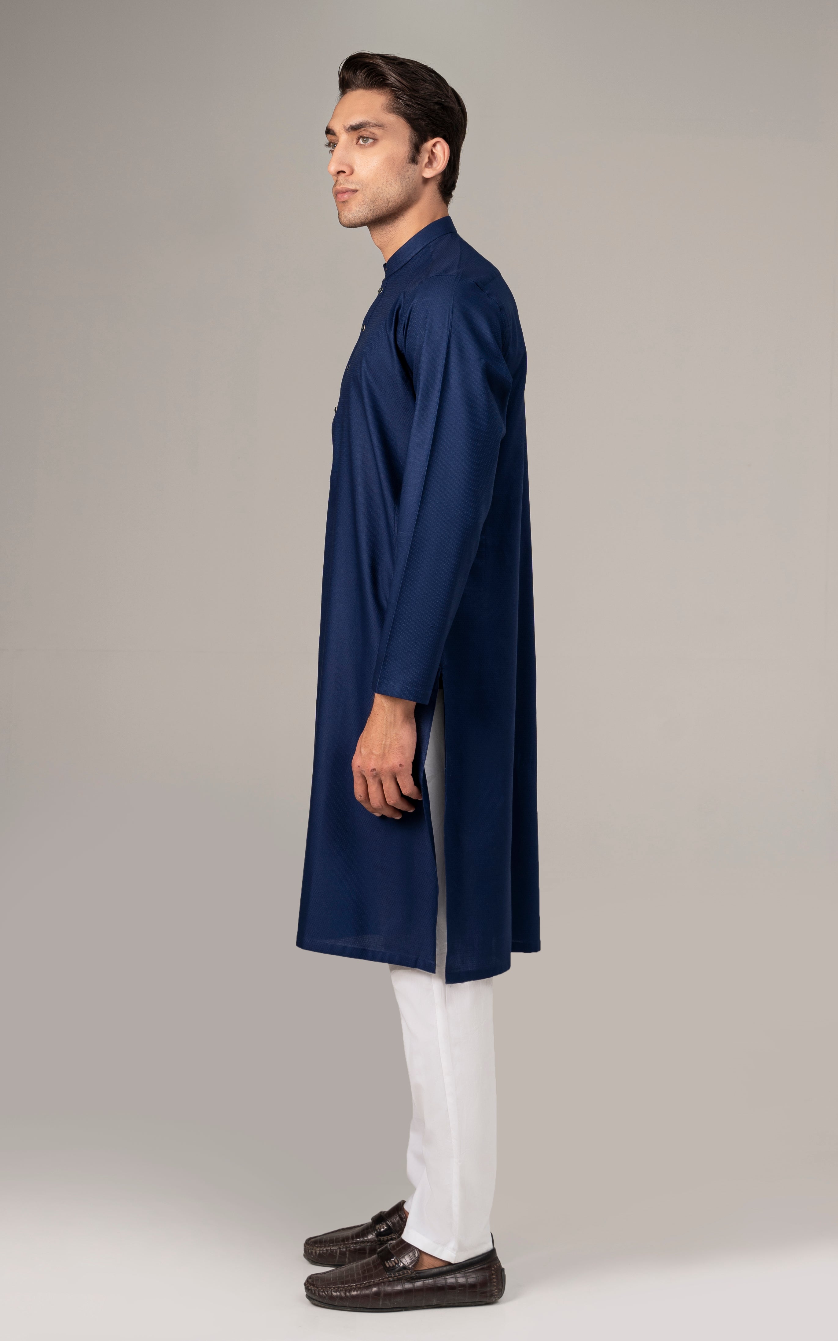 PREMIUM SELF DOBBY KURTA NAVY