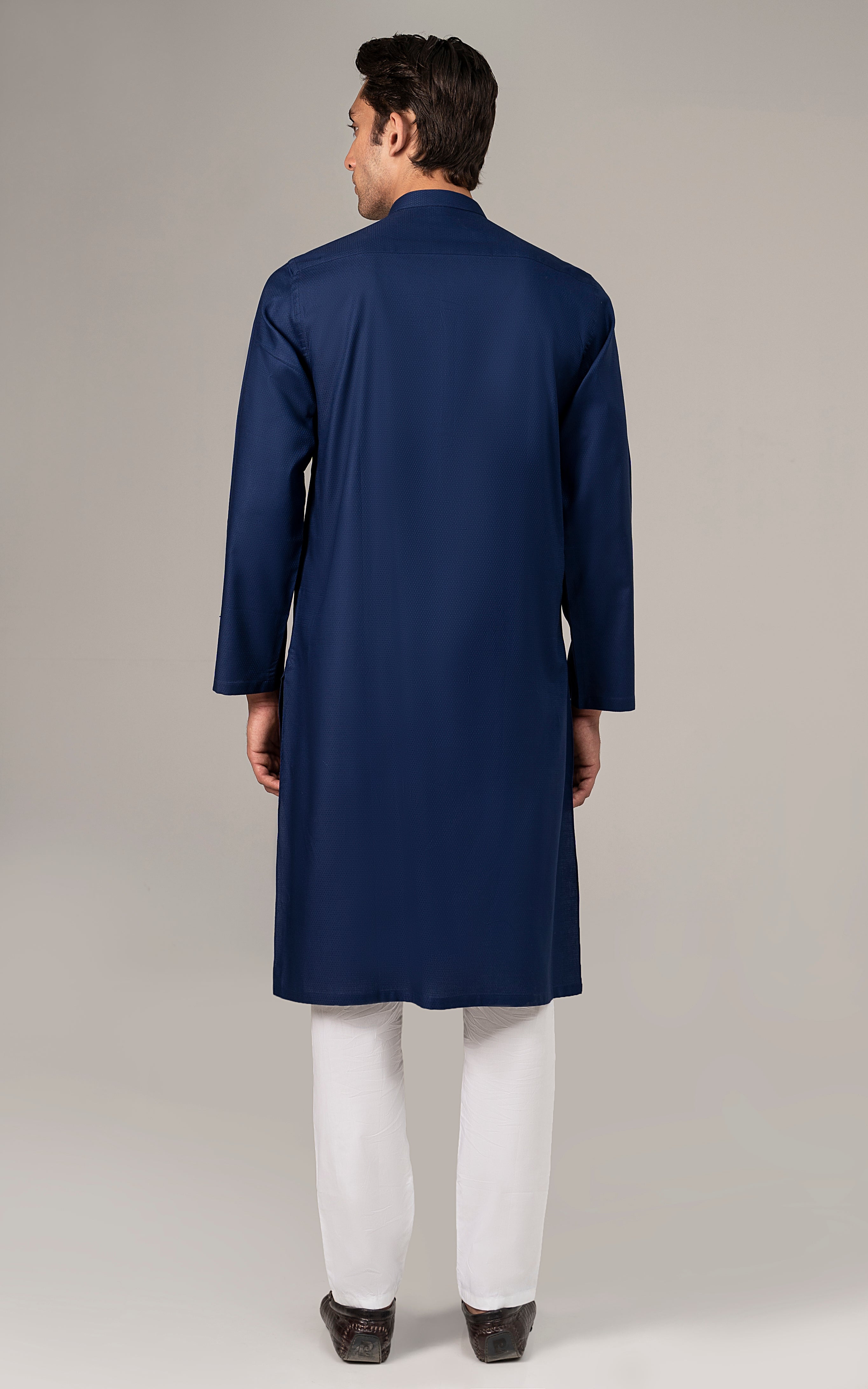 PREMIUM SELF DOBBY KURTA NAVY