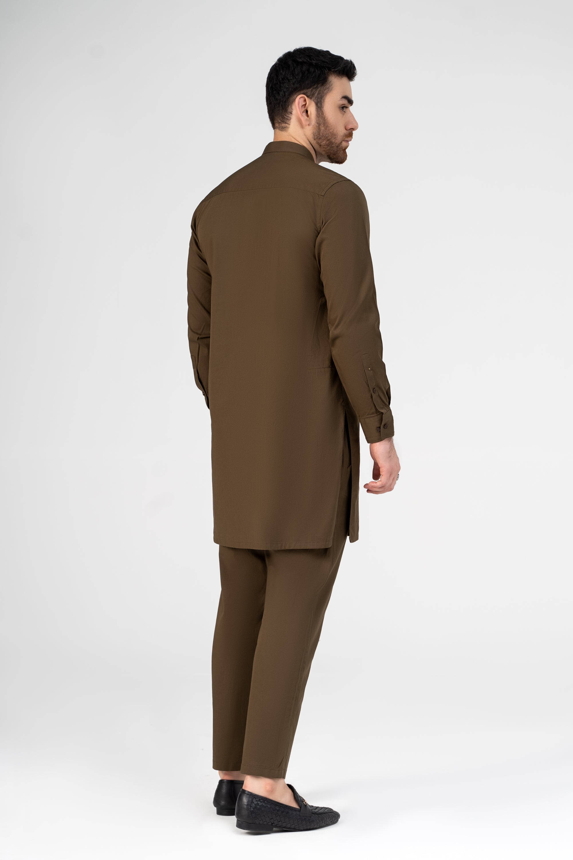 TWILL COTTON KURTA PAJAMA DARK OLIVE