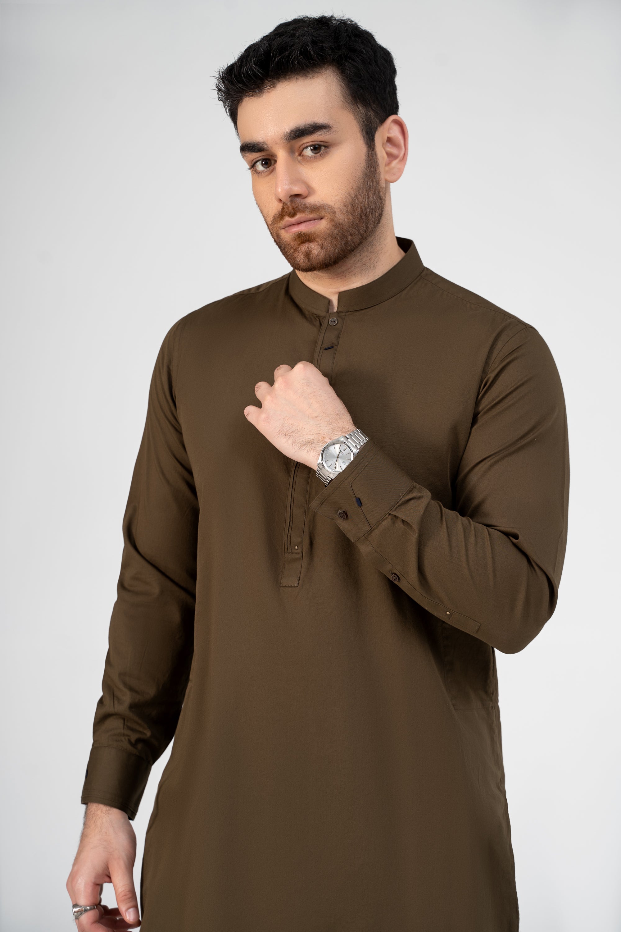 TWILL COTTON KURTA PAJAMA DARK OLIVE