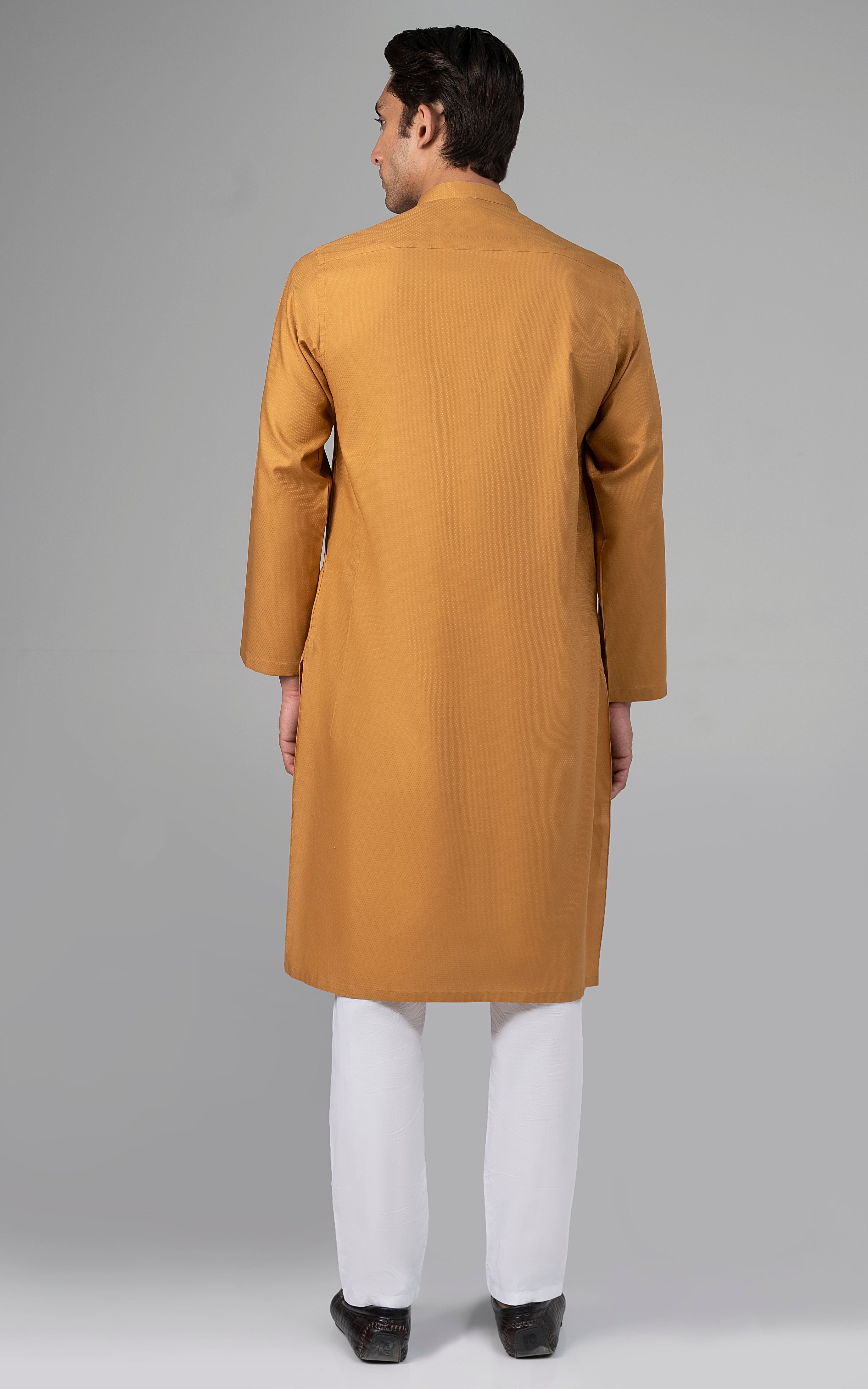 PREMIUM SELF DOBBY KURTA MUSTARD