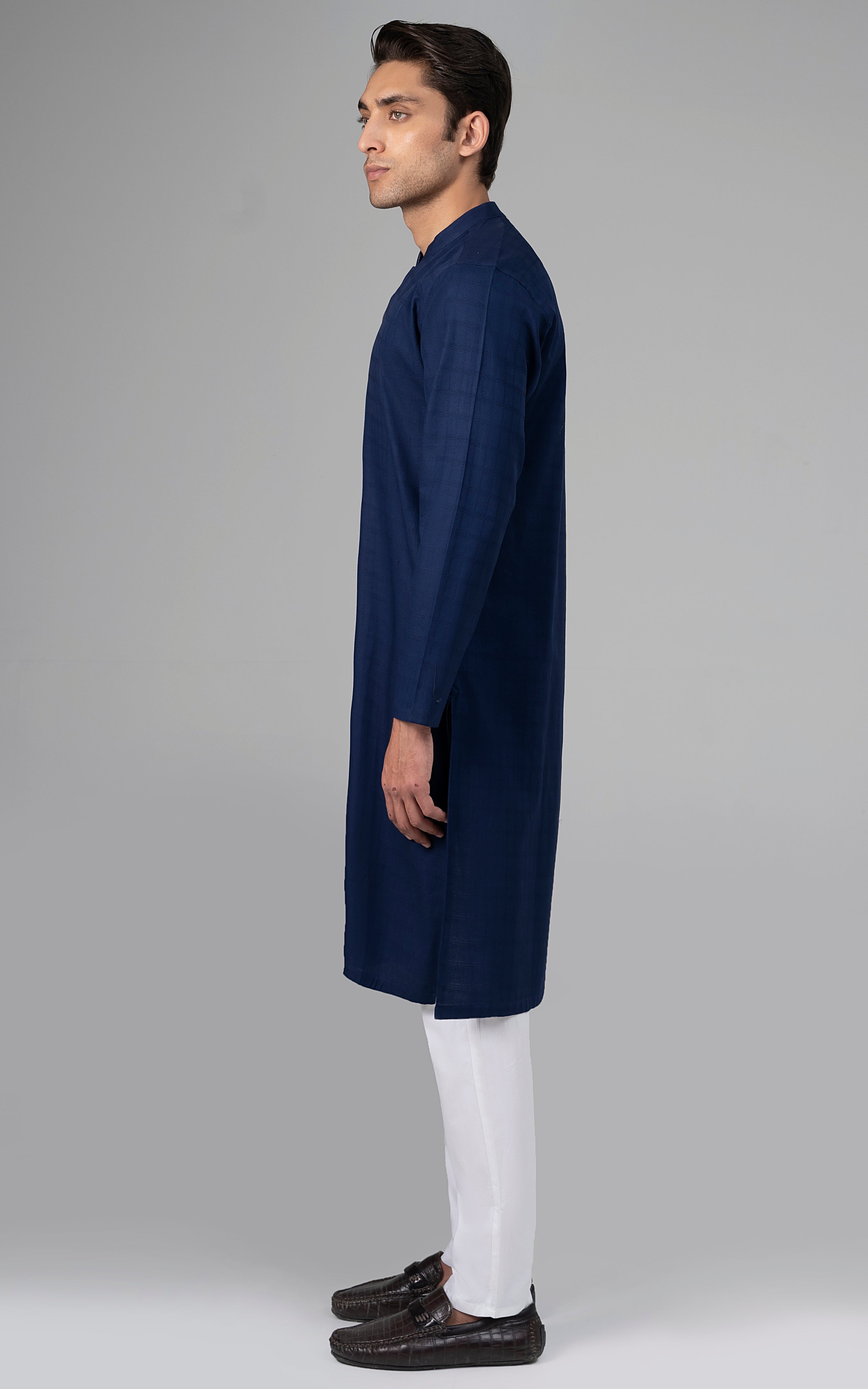 SELF DOBBY KURTA ROYAL BLUE