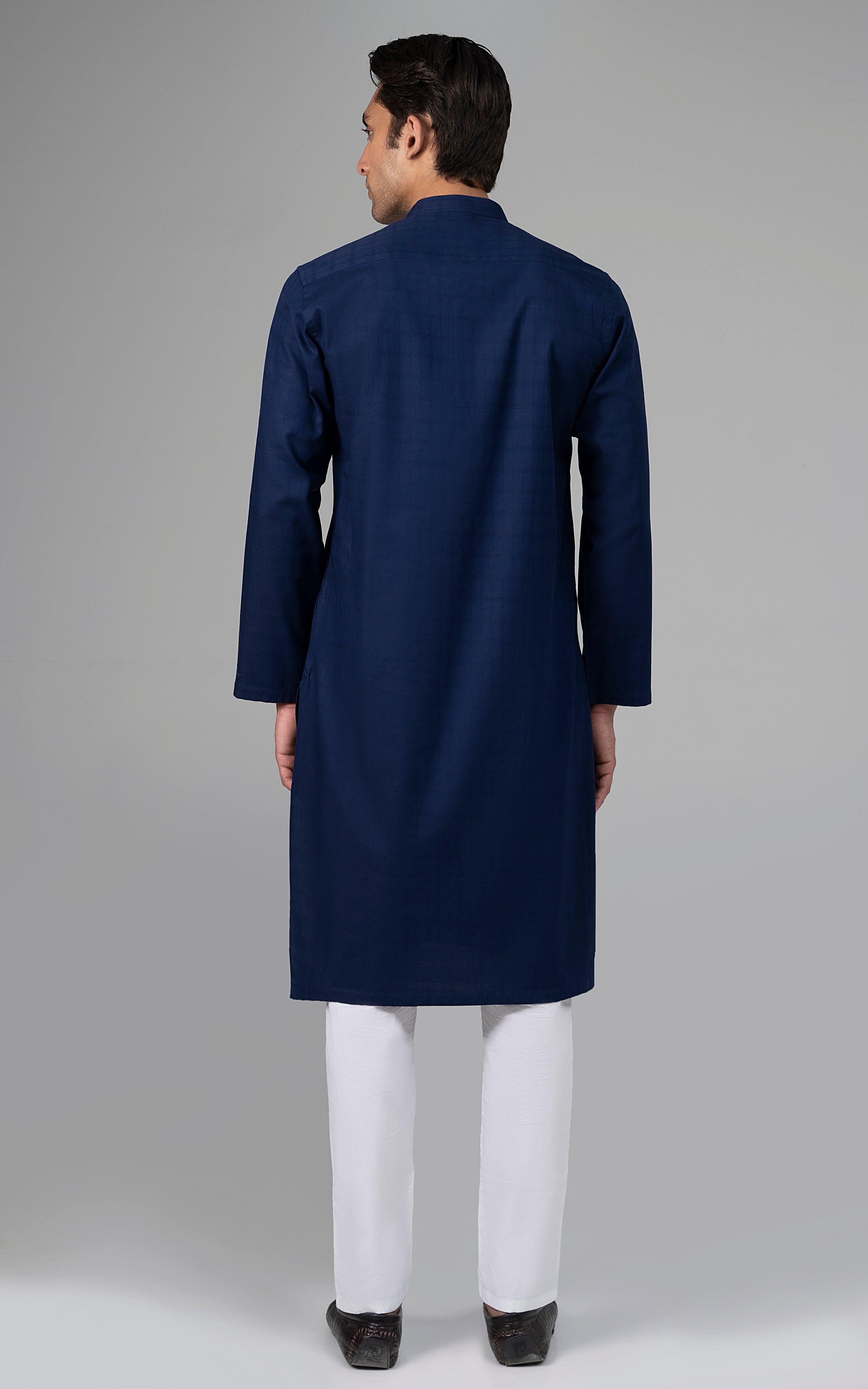 SELF DOBBY KURTA ROYAL BLUE