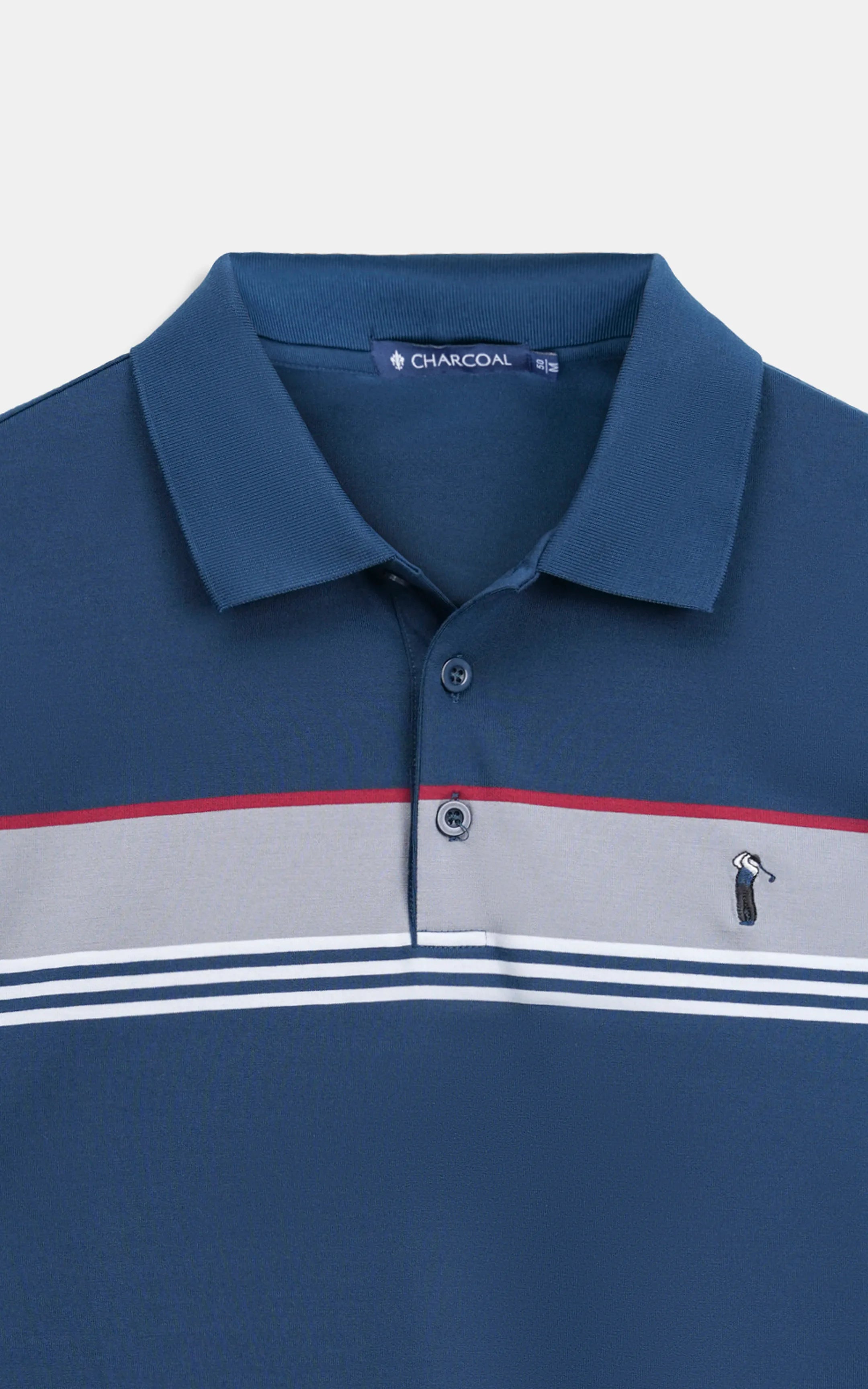 SMART FIT CLASSIC PREMIUM ENGINEER STRIPED POLO SHIRT TEAL