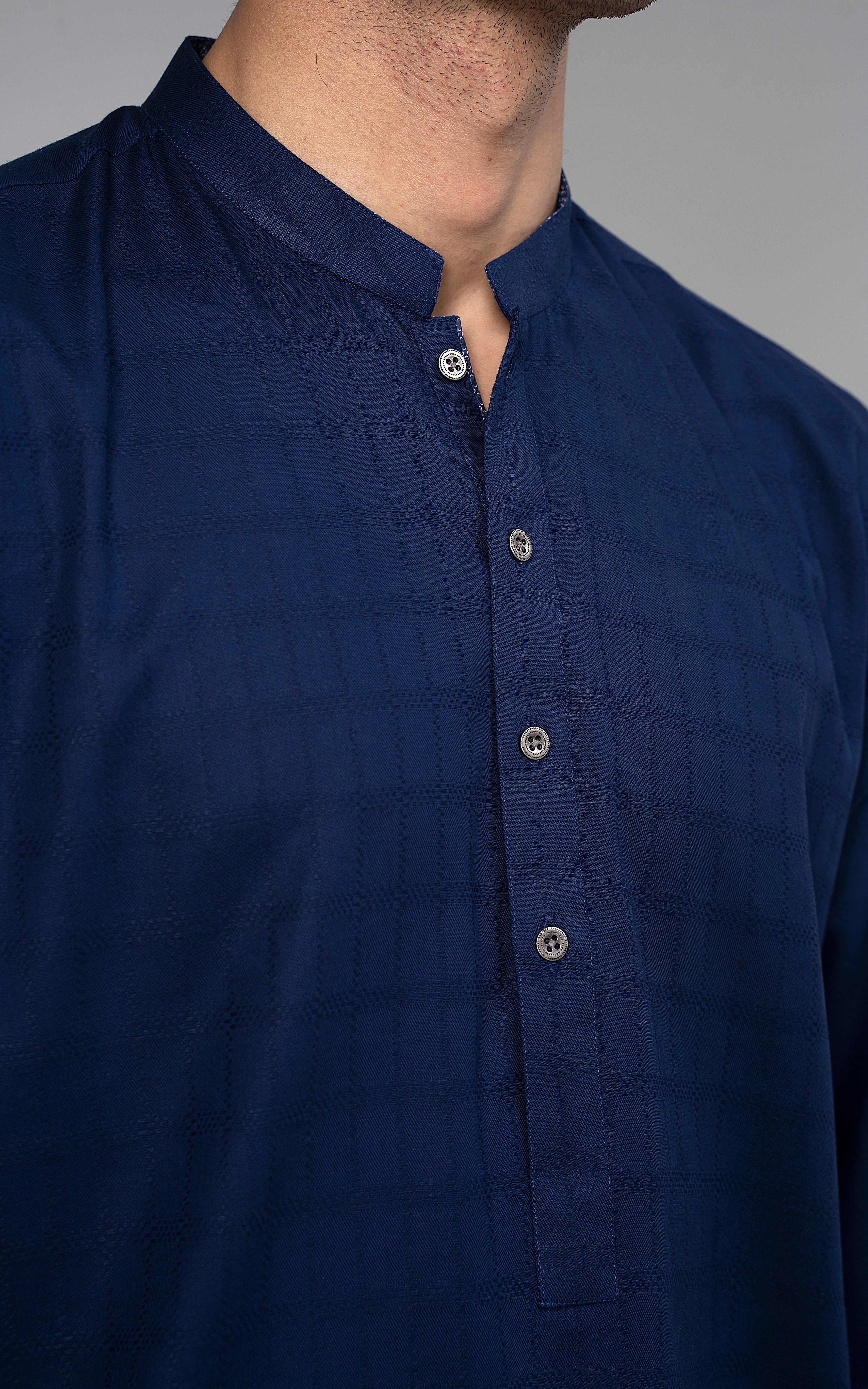 SELF DOBBY KURTA ROYAL BLUE