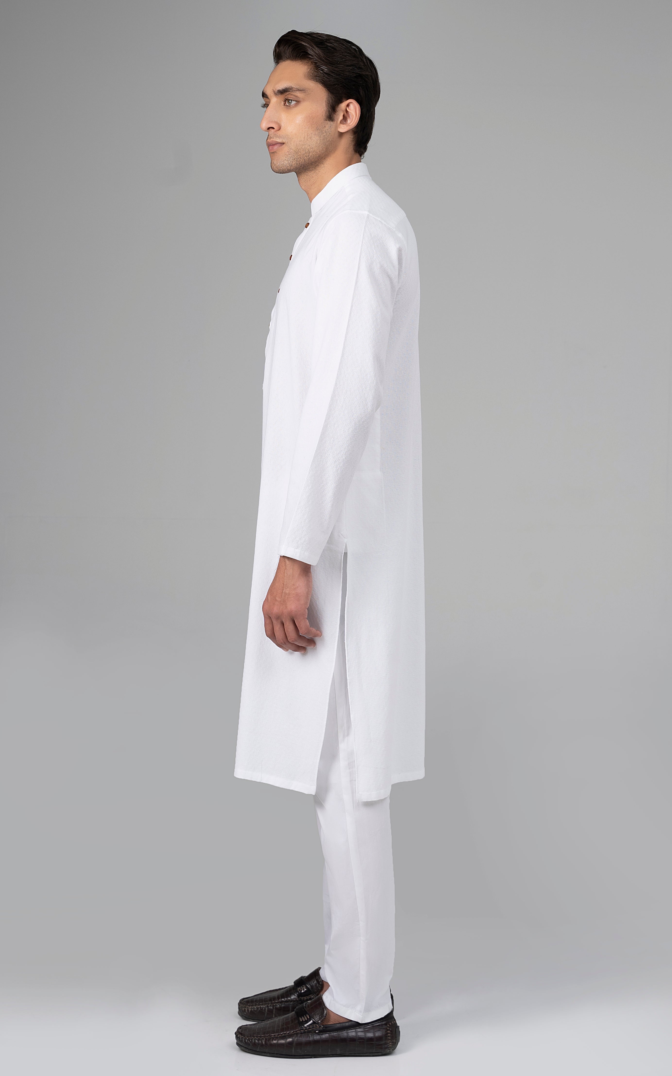 SELF TEXTURED KURTA WHITE