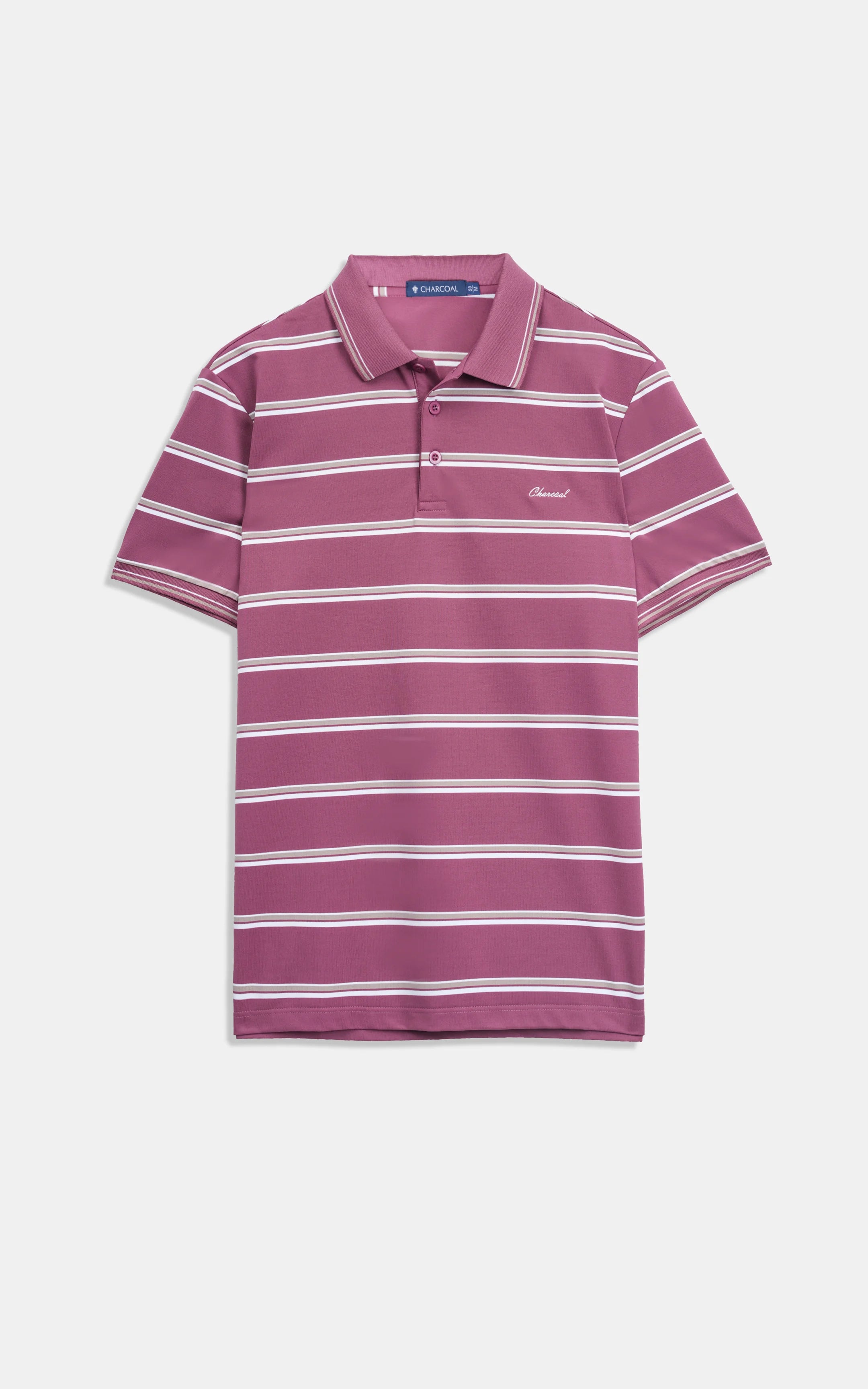 SMART FIT CLASSIC PREMIUM STRIPED POLO SHIRT BURGUNDY