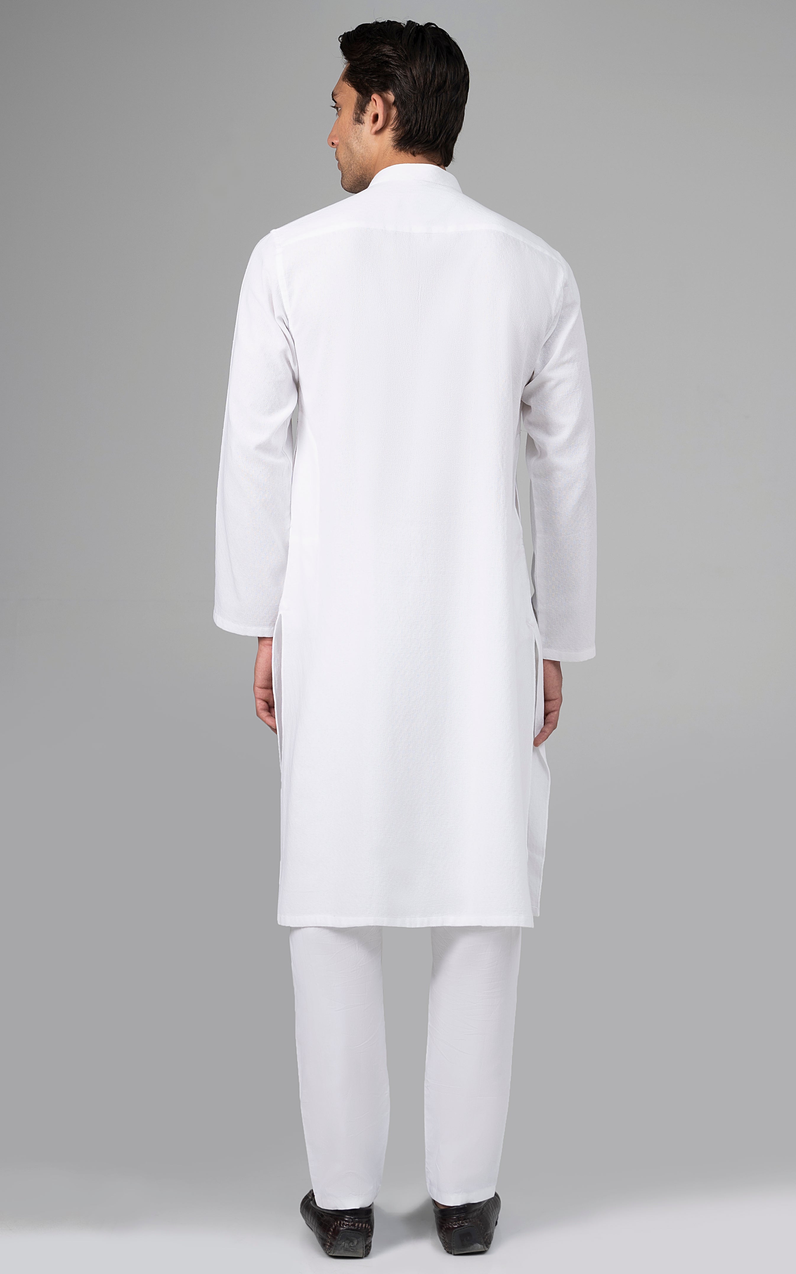 SELF TEXTURED KURTA WHITE