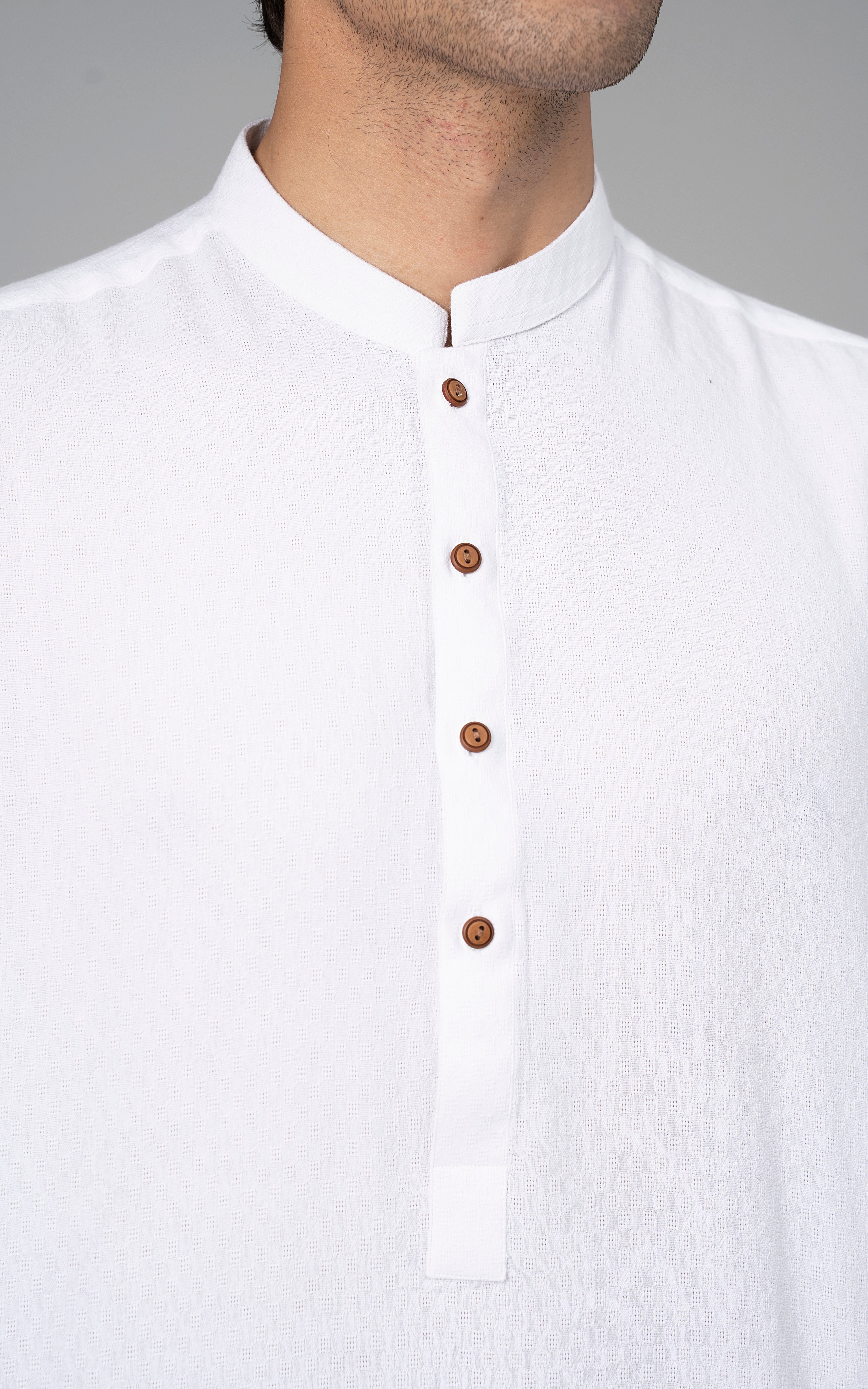 SELF TEXTURED KURTA WHITE