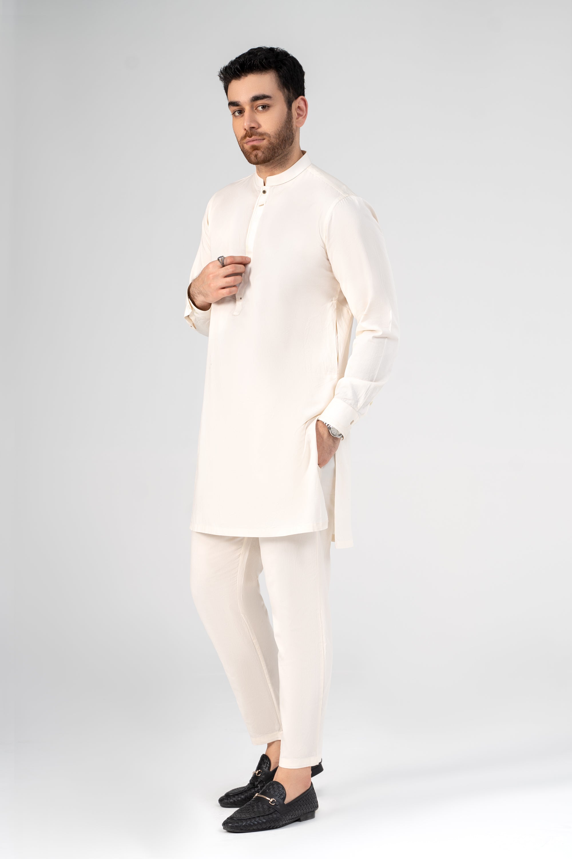 TWILL COTTON KURTA PAJAMA OFF WHITE