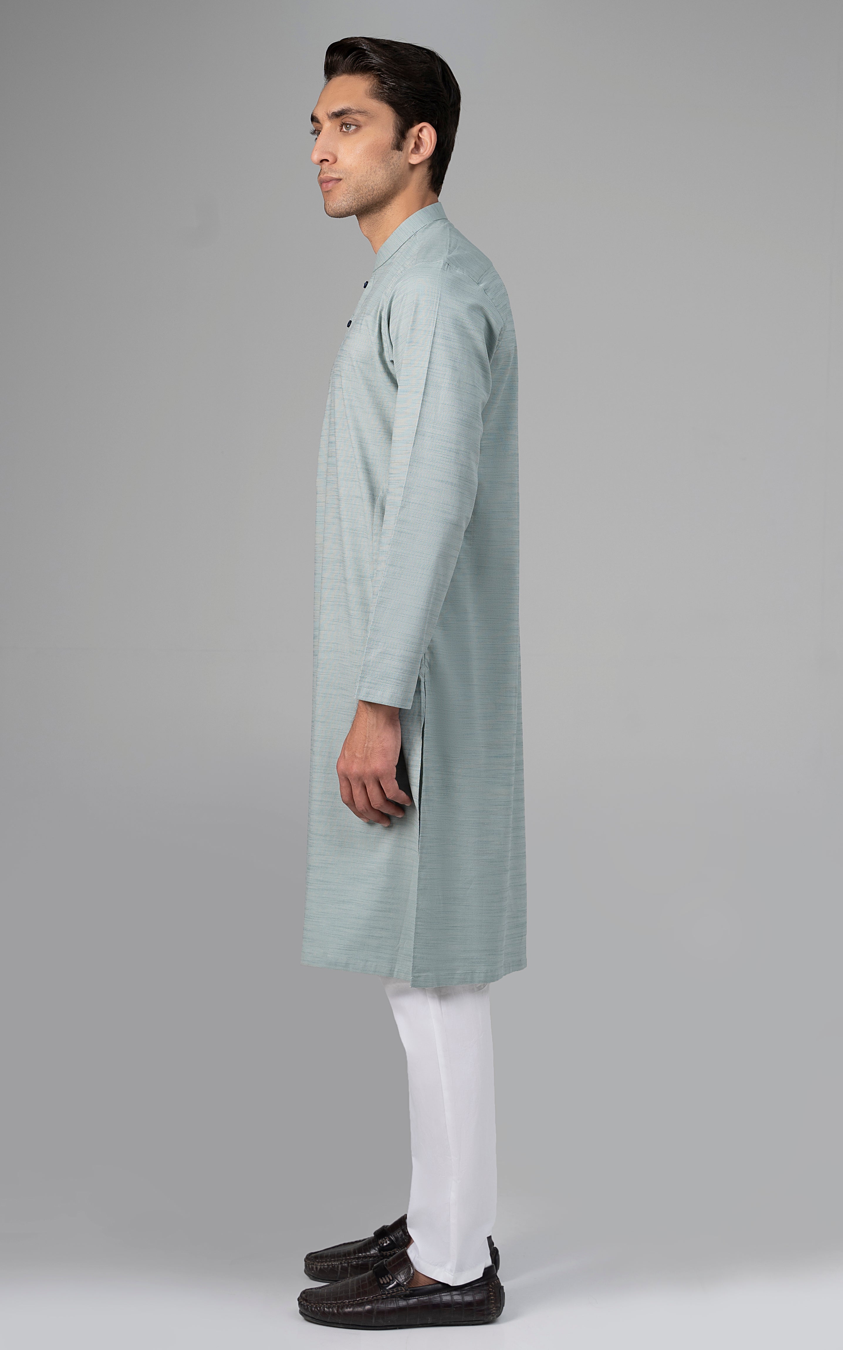 SELF TEXTURED KURTA SEA GREEN