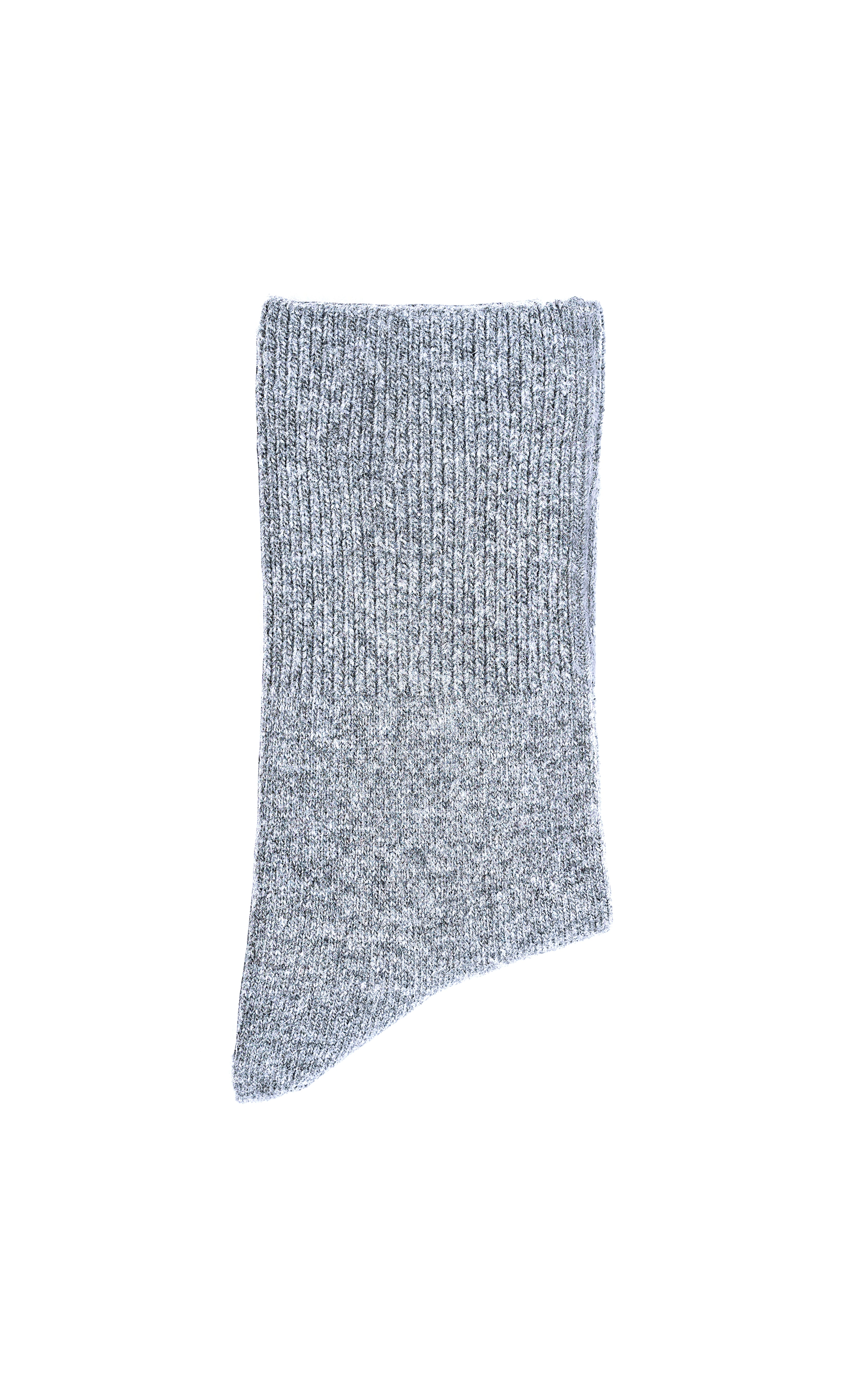 Grey wool sock cuff, ribbed knit crew sock with heather texture