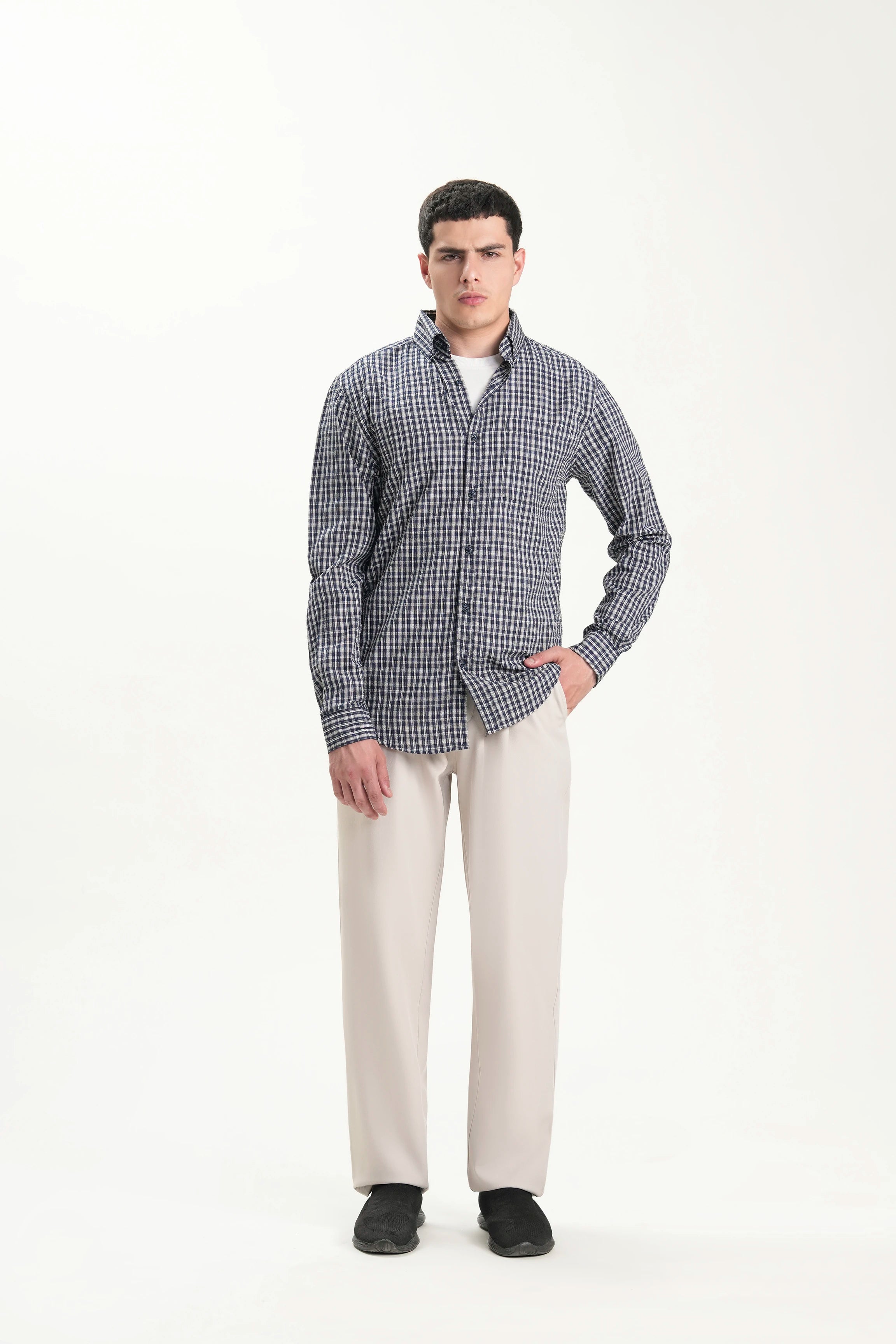 SMART FIT CASUAL SHIRT BLACK CHECK