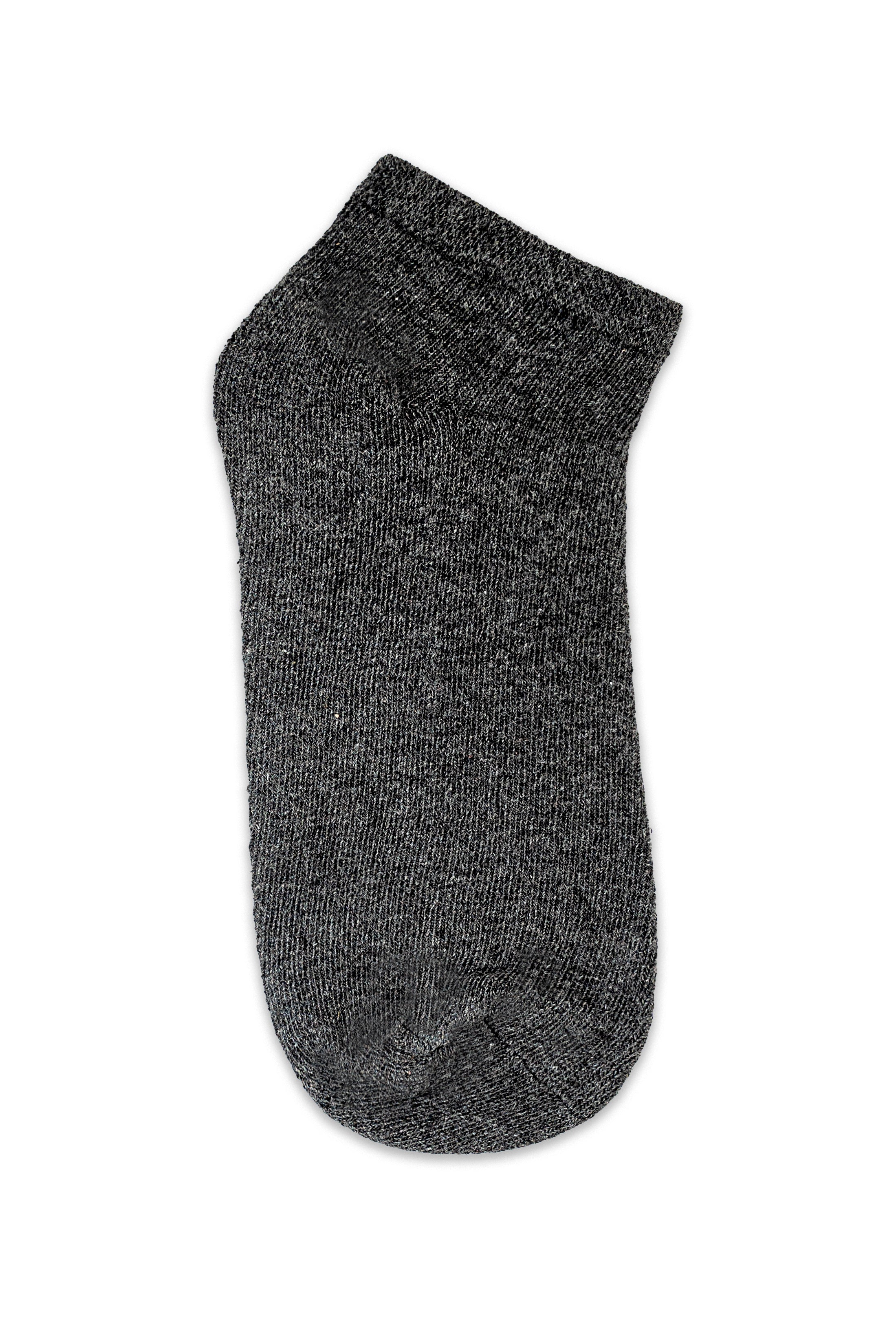 Dark gray heather ankle sock with ribbed cuff