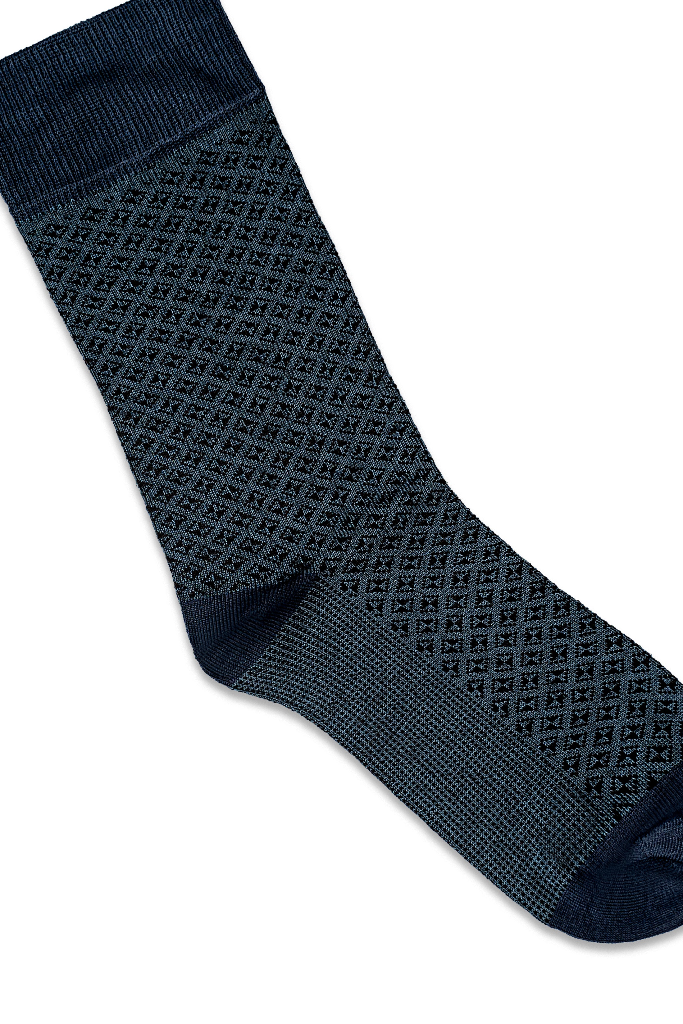 Formal sock in dark blue with close-up diamond texture and reinforced toe