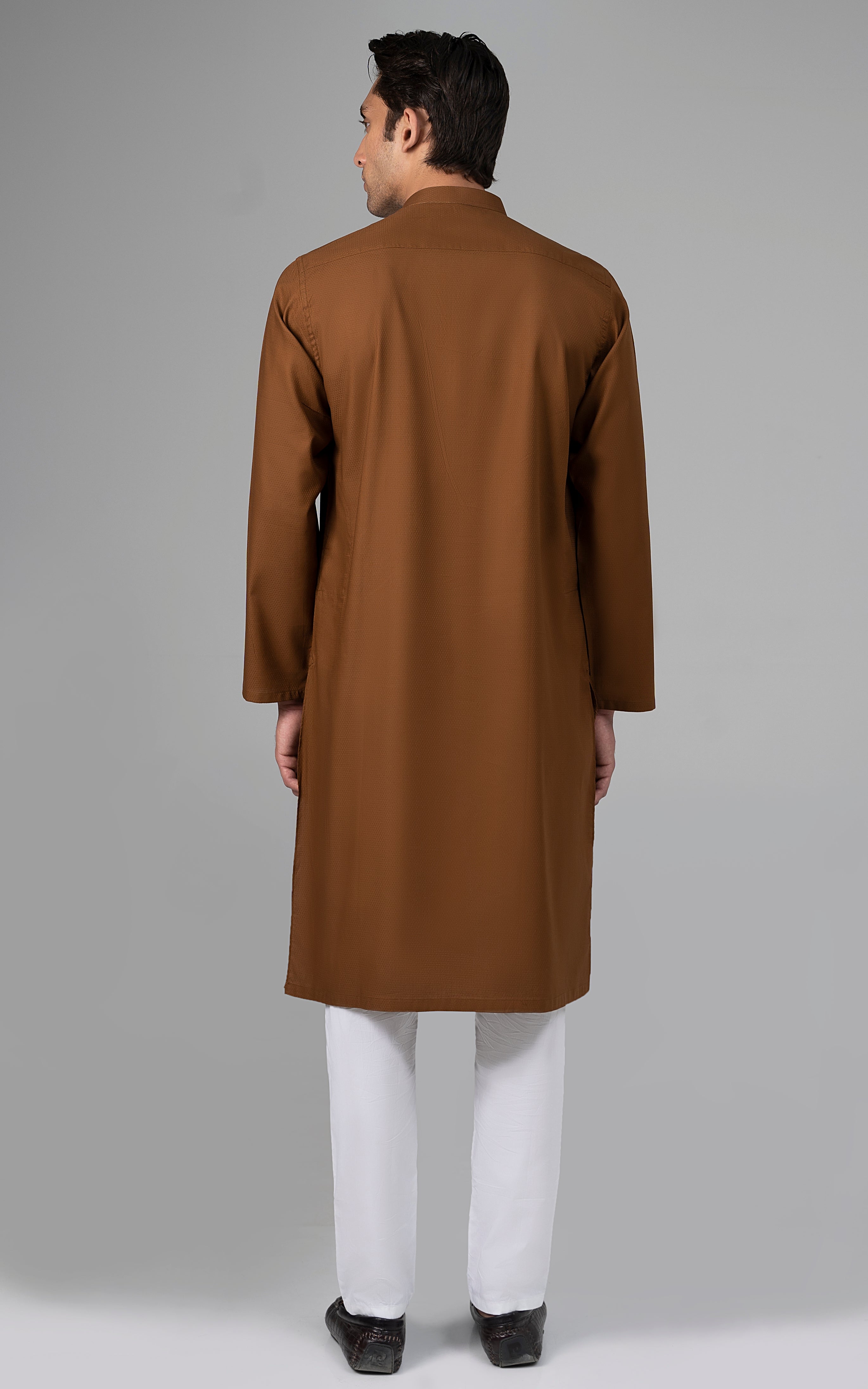PREMIUM SELF DOBBY KURTA DARK MUSTARD