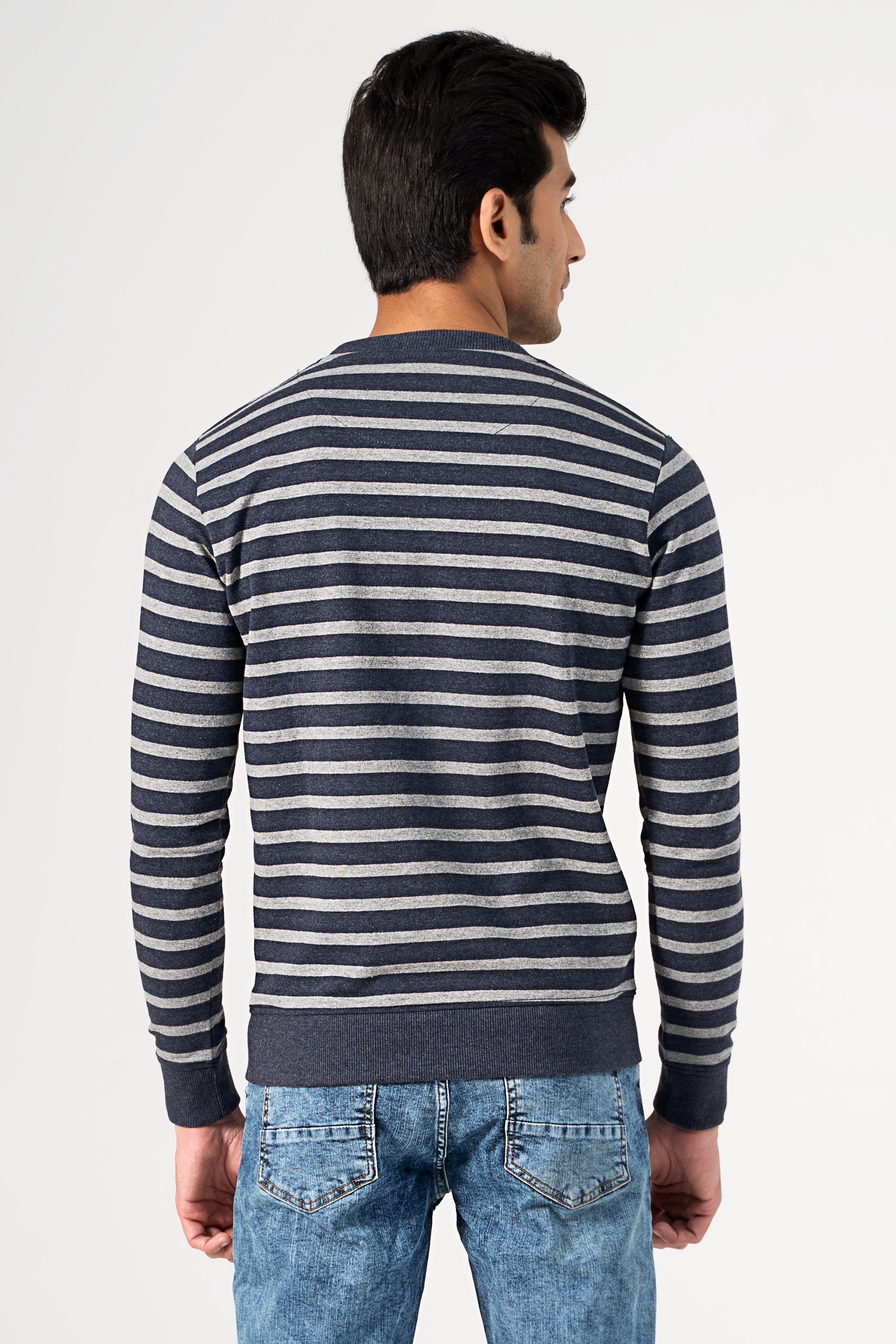 STRIPER SWEAT SHIRT NAVY GREY