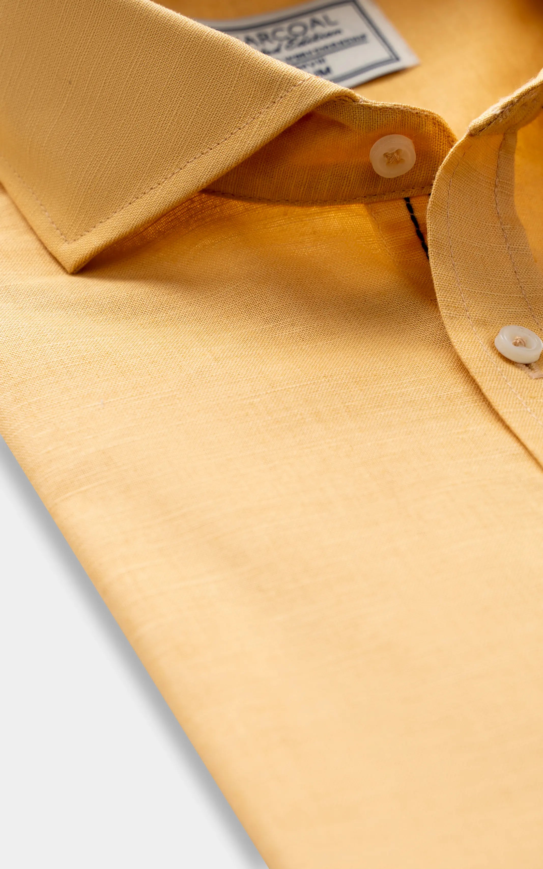 LINEN WIDE SPREAD COLLAR SHIRT LIGHT MUSTARD