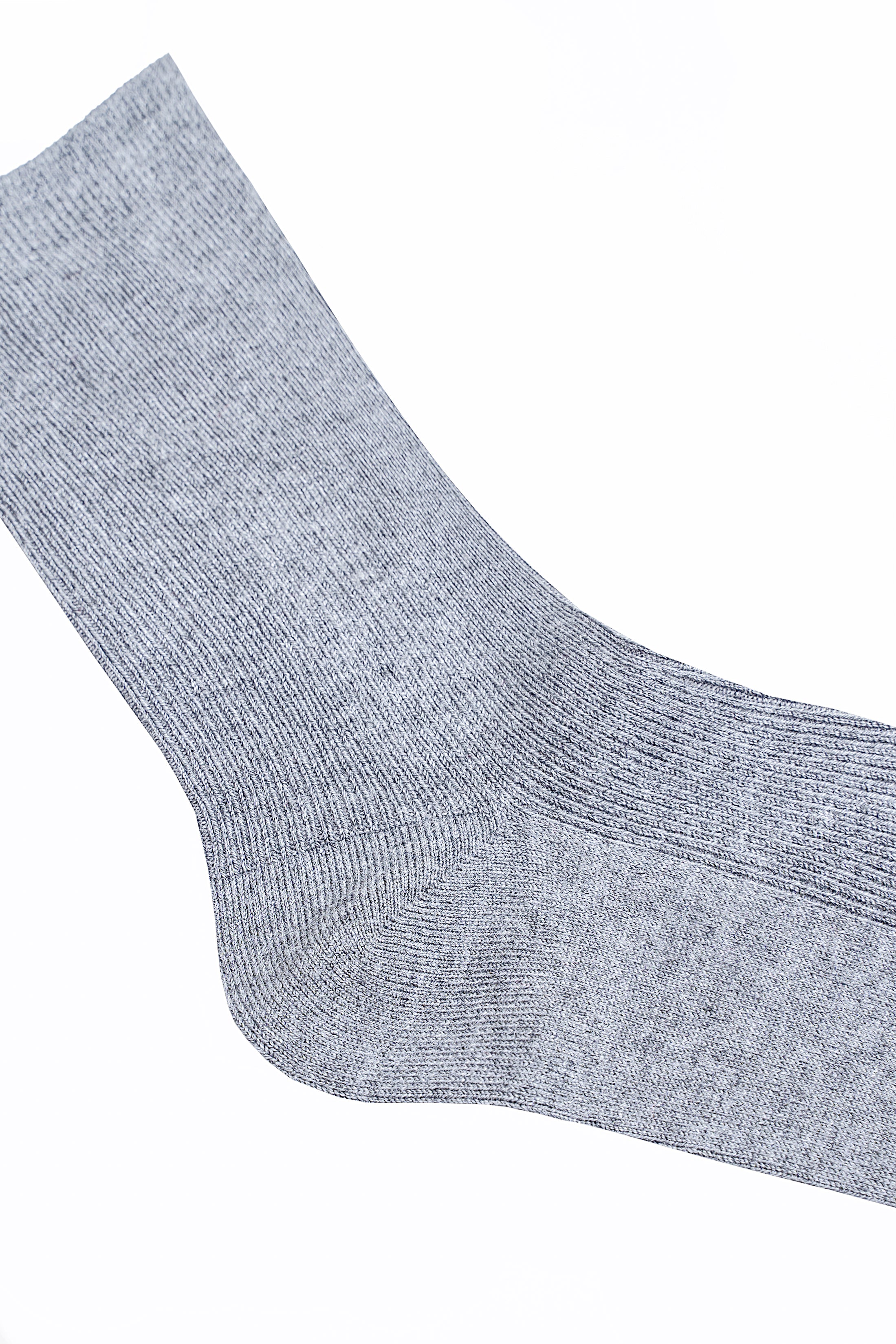 Wool socks, light gray heather knit, seamless-looking heel and cushioned toe.