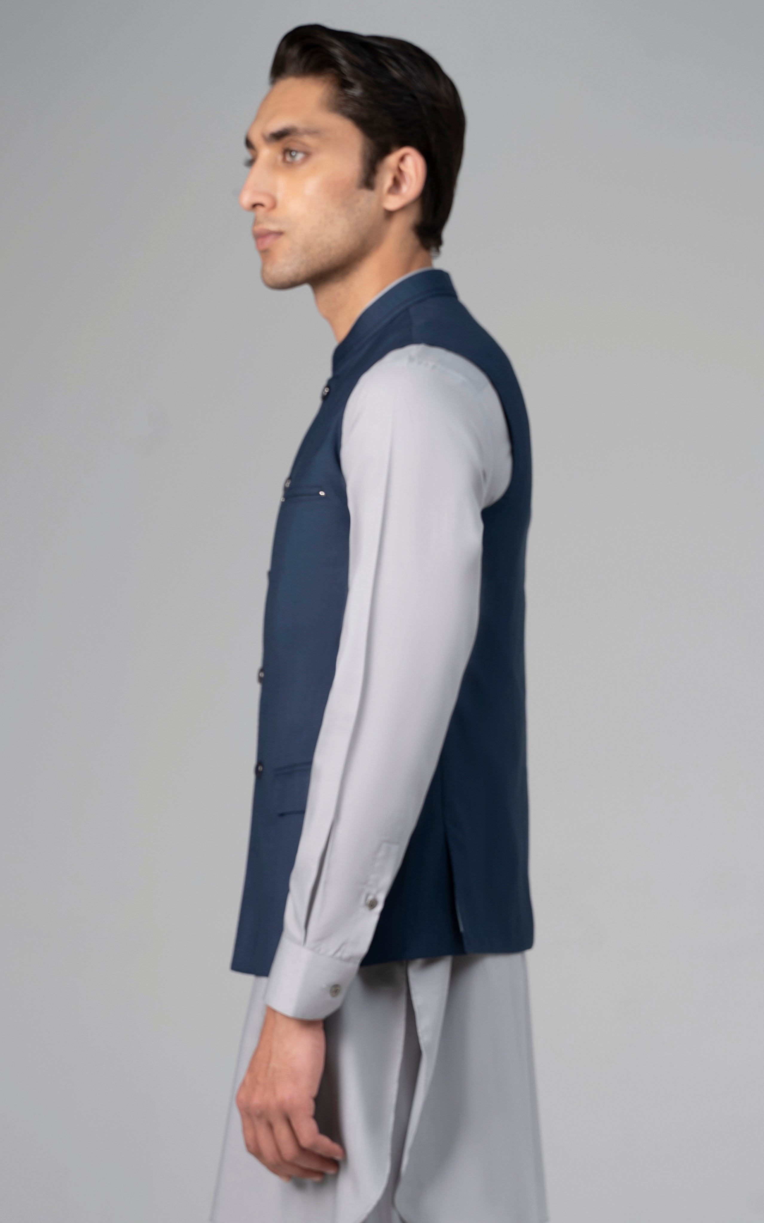TROPICAL WAISTCOAT -SIGNATURE COLLECTION DENIM BLUE