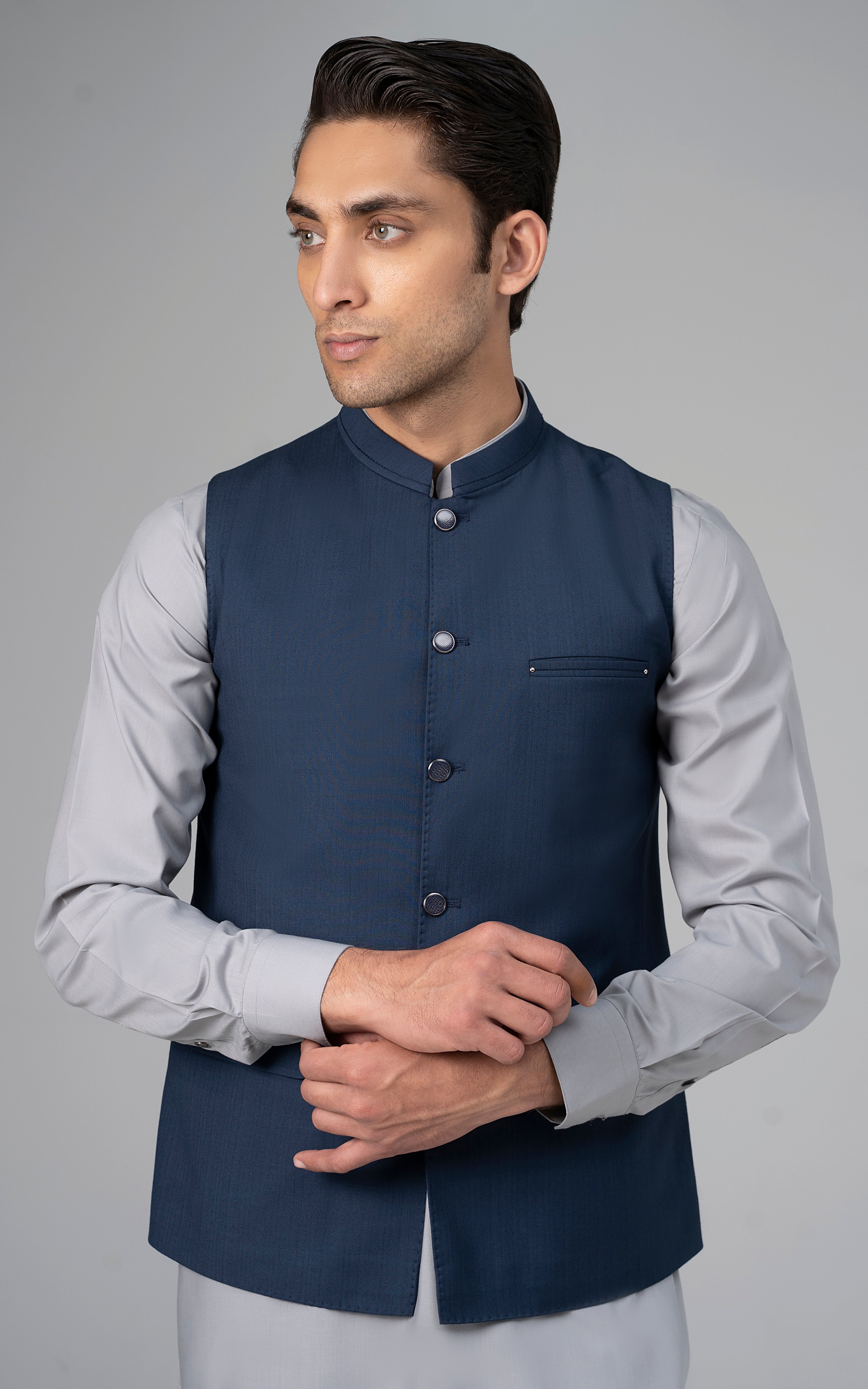 TROPICAL WAISTCOAT -SIGNATURE COLLECTION DENIM BLUE