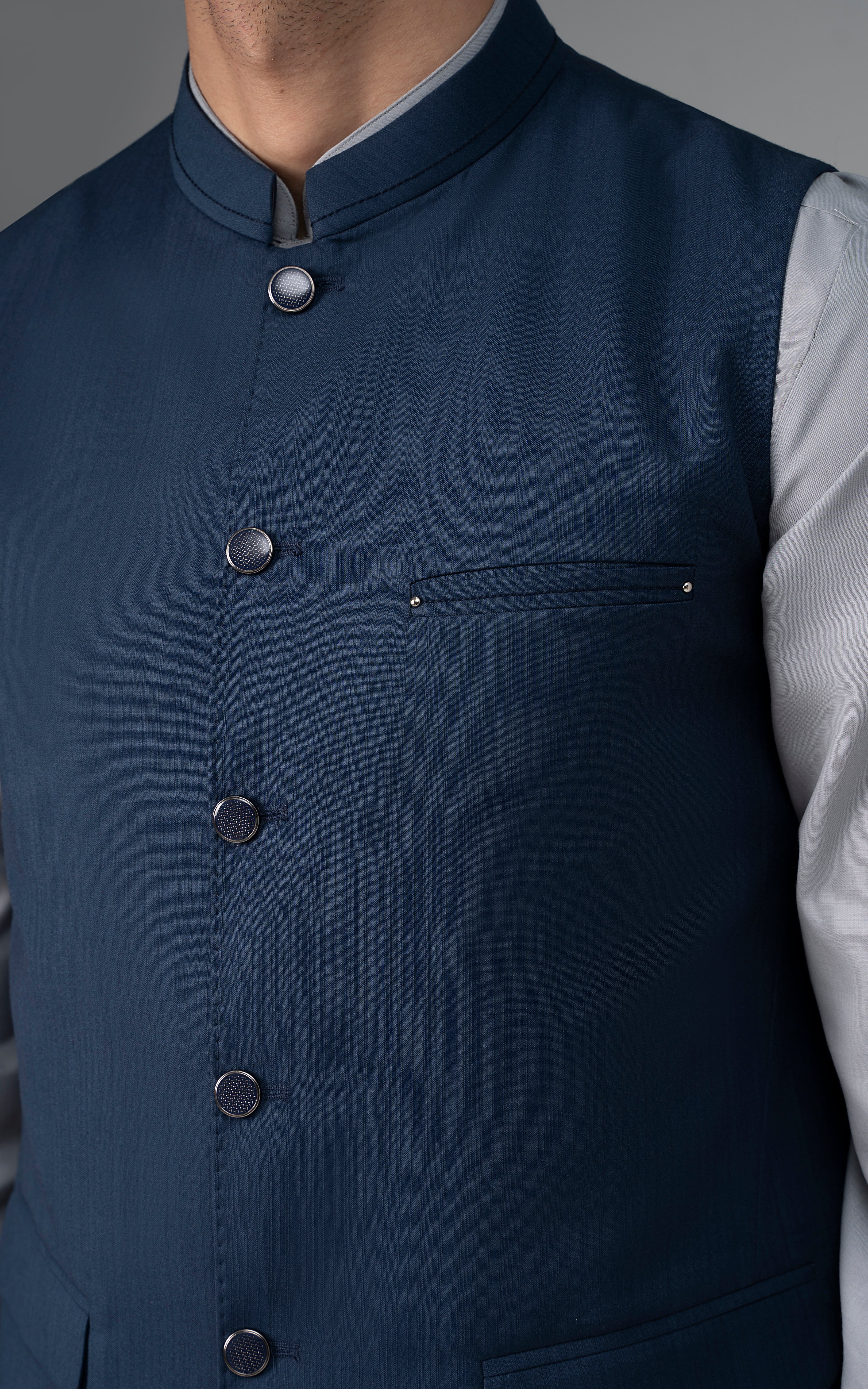 TROPICAL WAISTCOAT -SIGNATURE COLLECTION DENIM BLUE