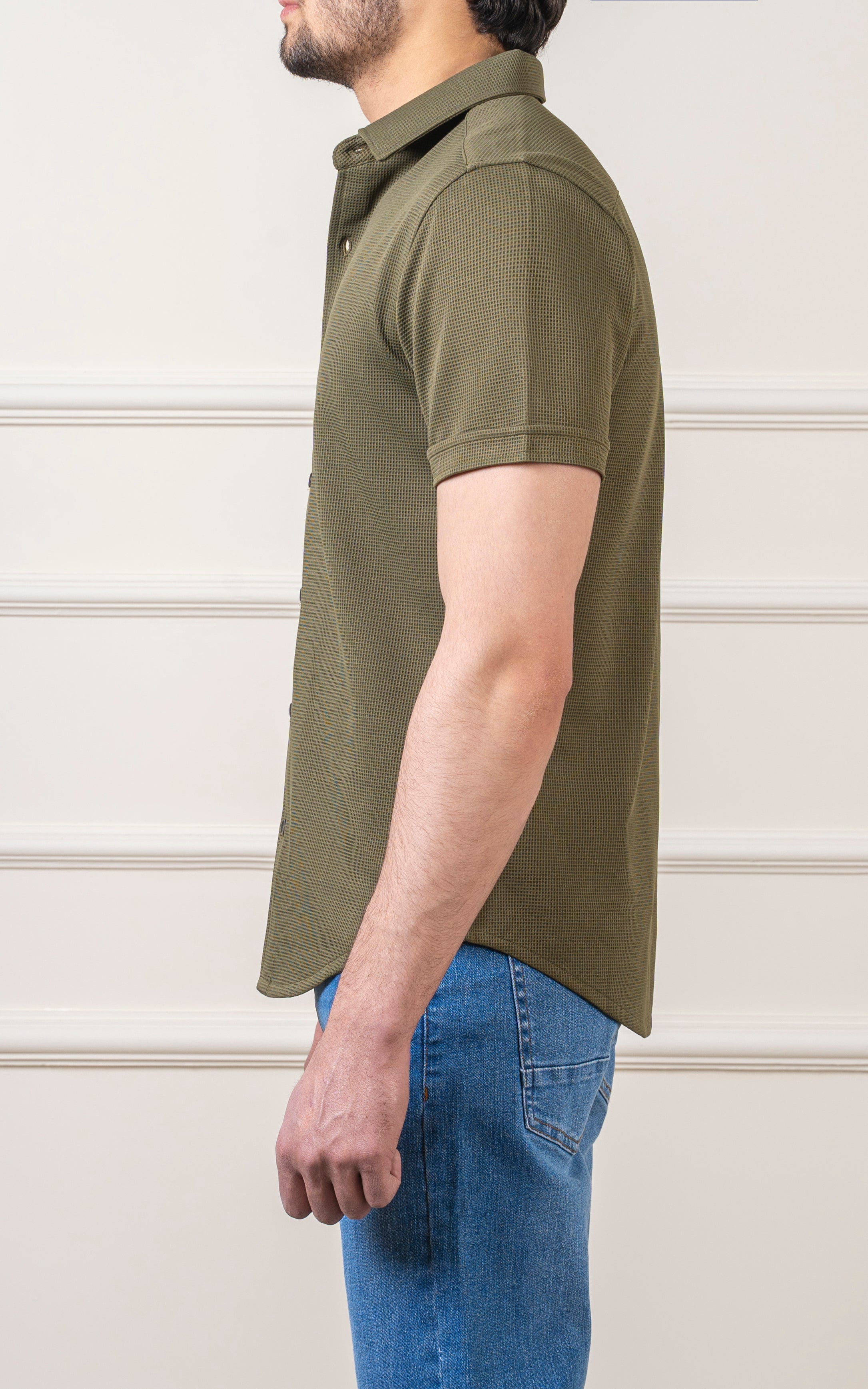 CASUAL SHIRT REGULAR COLLAR OLIVE GREEN