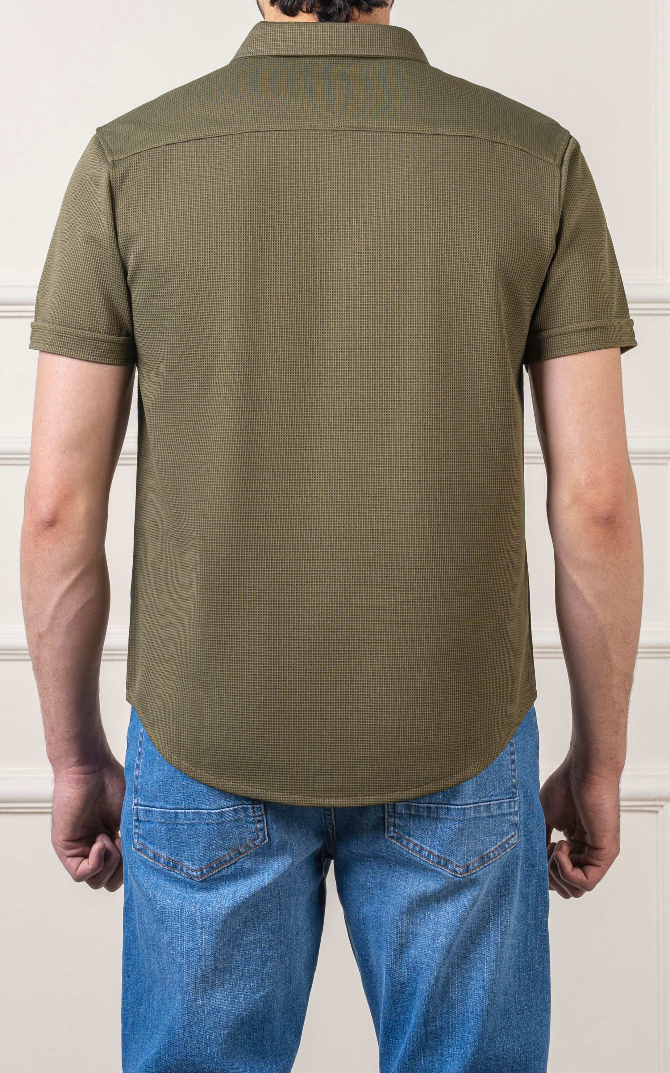CASUAL SHIRT REGULAR COLLAR OLIVE GREEN