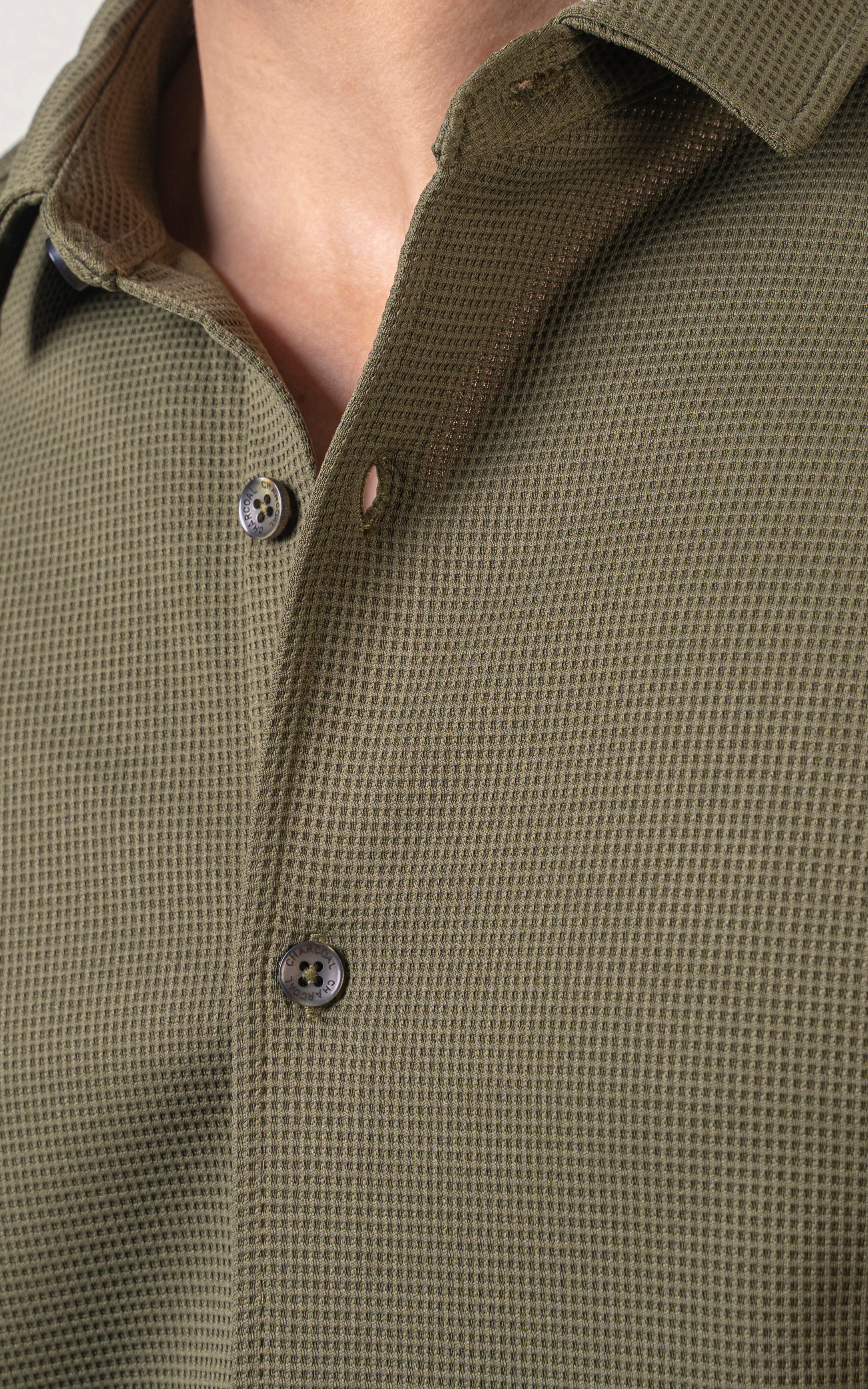 CASUAL SHIRT REGULAR COLLAR OLIVE GREEN