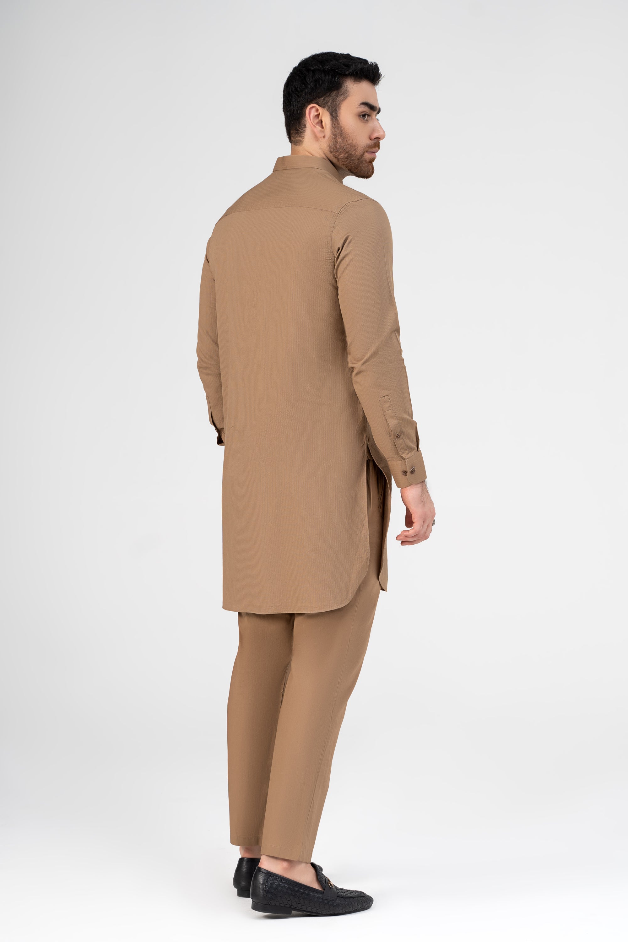 SELF DOBBY KURTA PAJAMA KHAKI