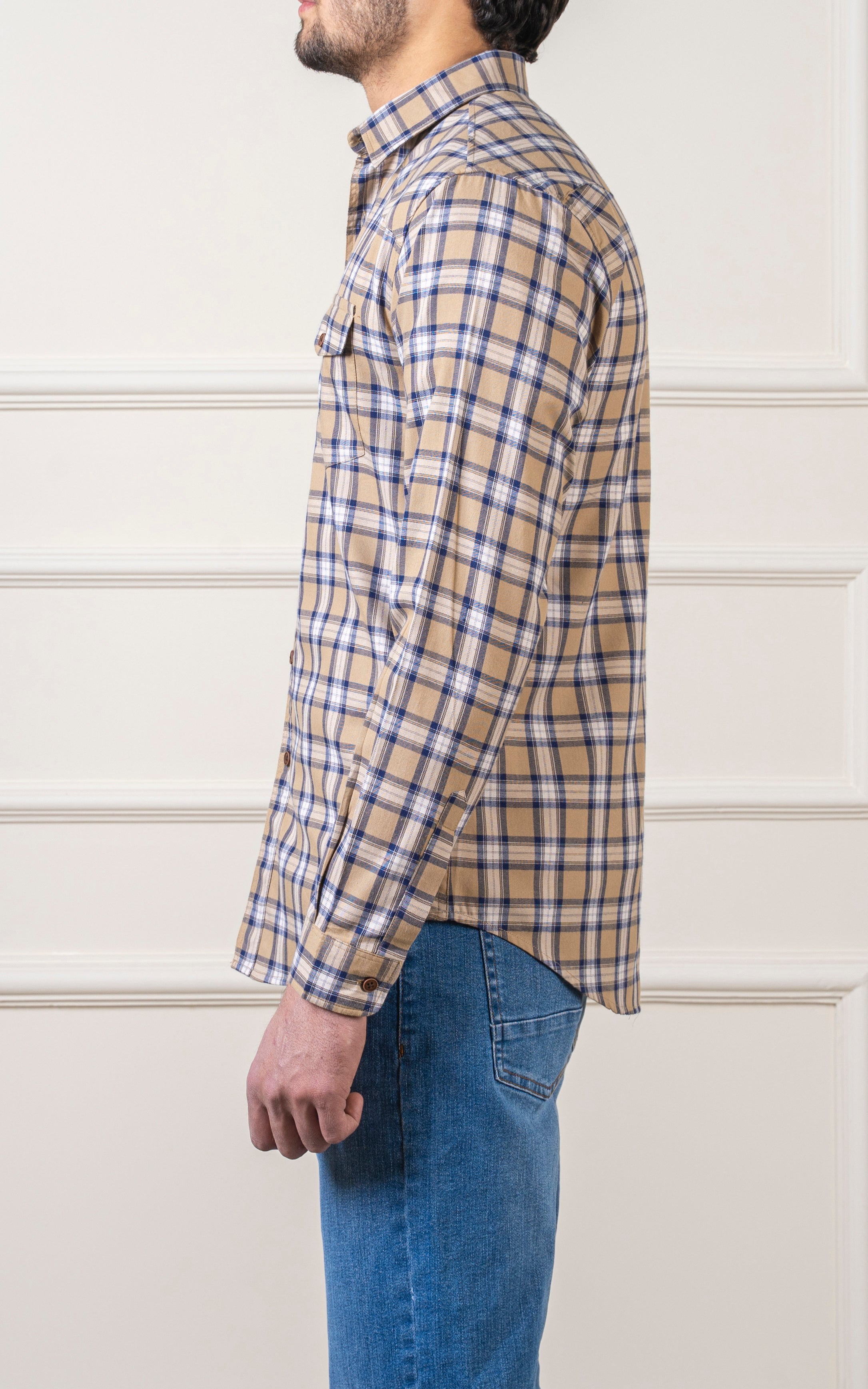 CASUAL SHIRT KHAKI CHECK