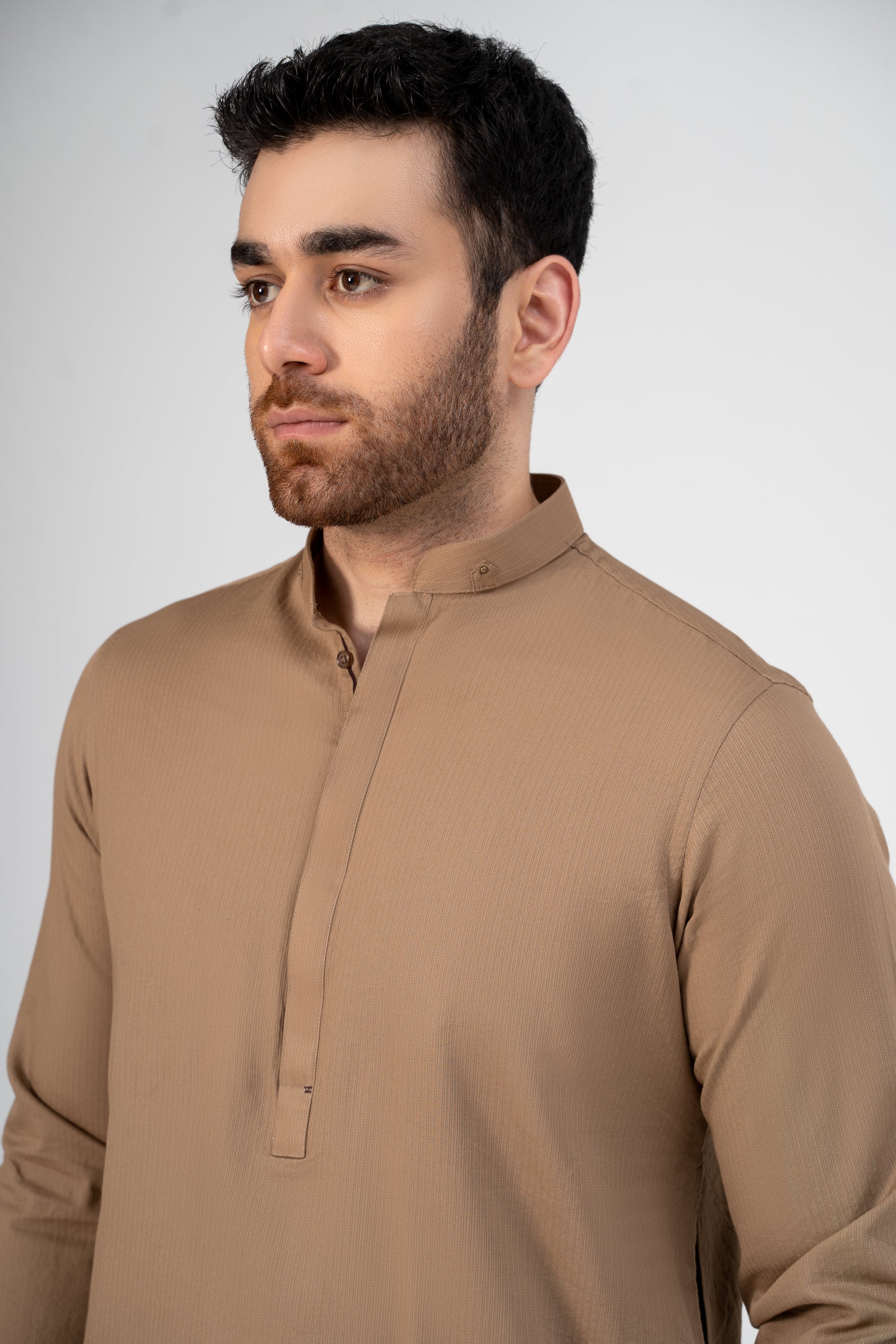 SELF DOBBY KURTA PAJAMA KHAKI